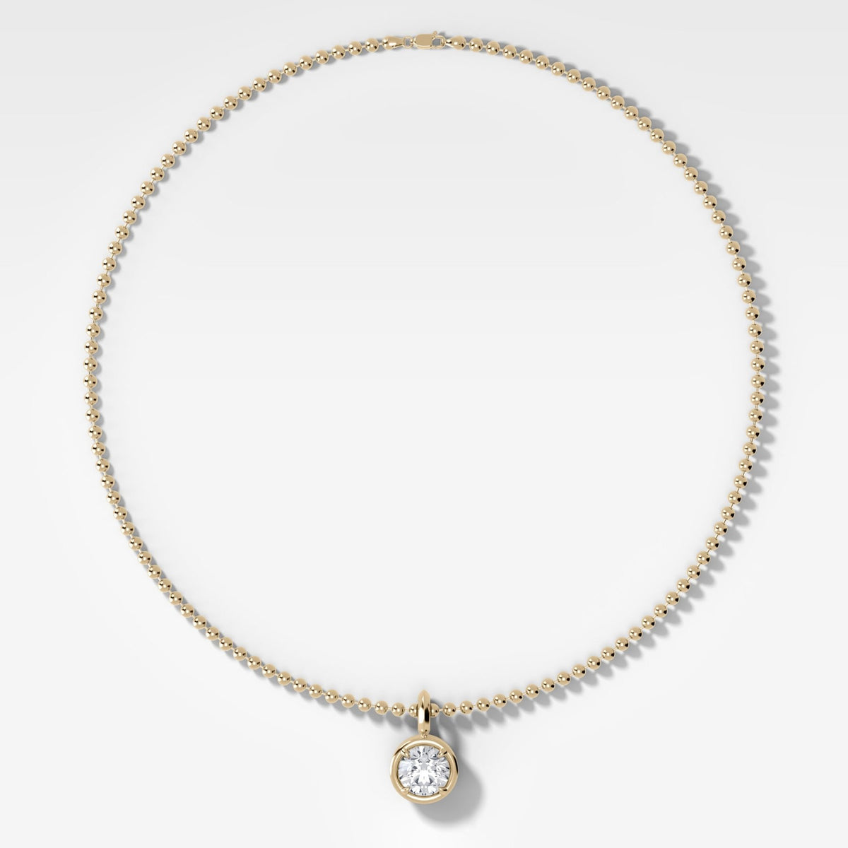 Club Round Attachable Diamond Pendant With Beaded Chain (3mm) - GOODSTONE