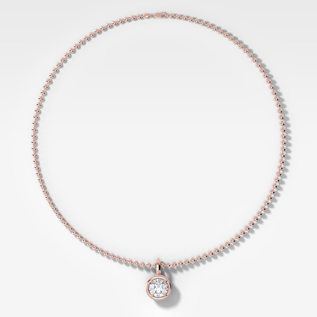 Club Round Attachable Diamond Pendant With Beaded Chain (3mm) - GOODSTONE
