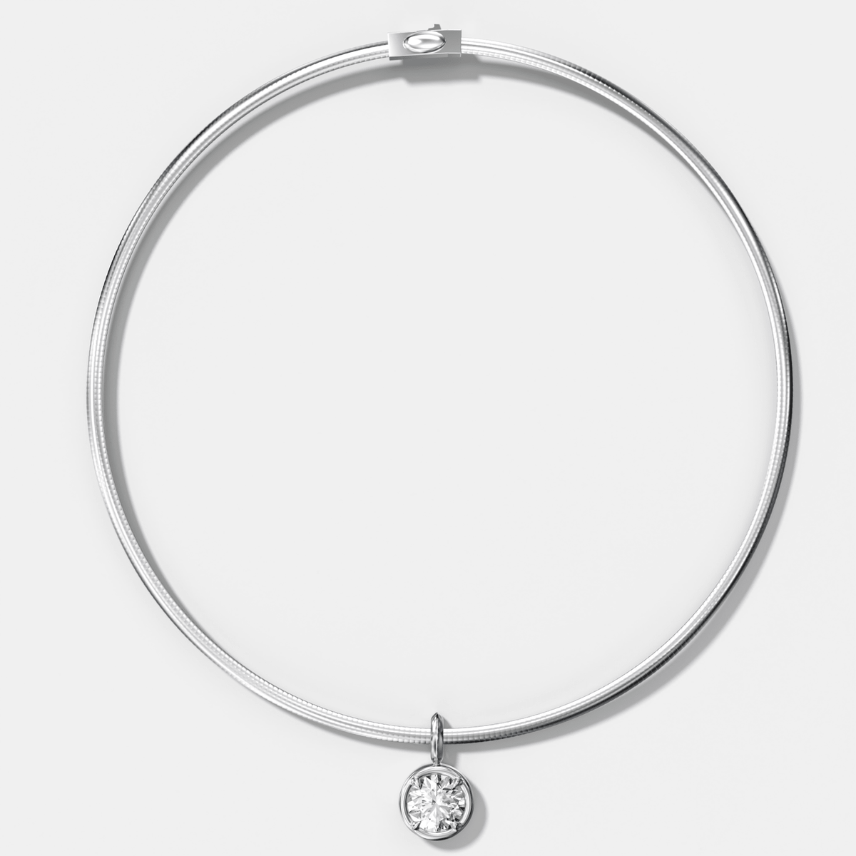 Club Round Attachable Diamond Pendant With Reversible Omega Chain (3mm) - GOODSTONE