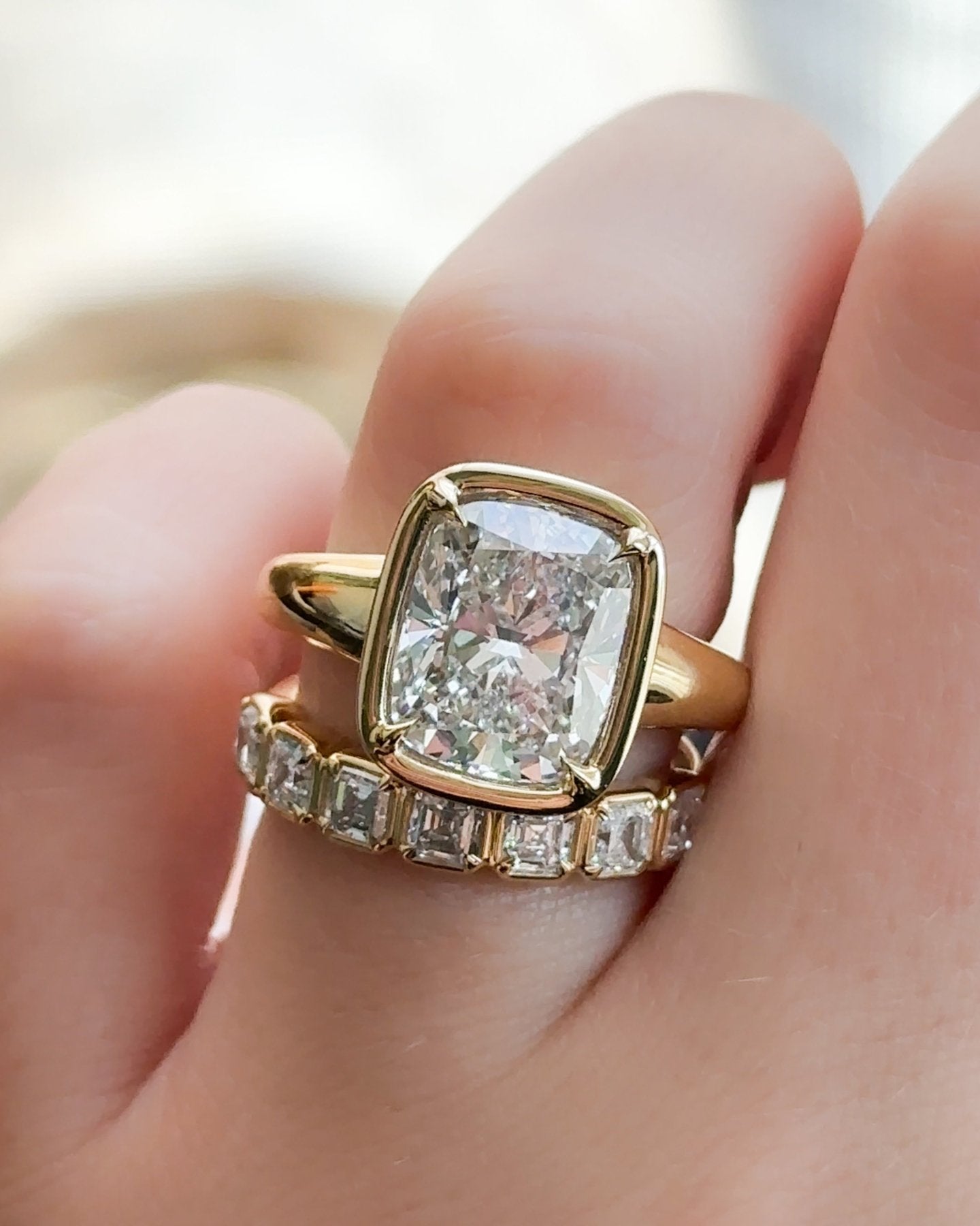 Club Set Wedding Band With Asscher Cuts - GOODSTONE