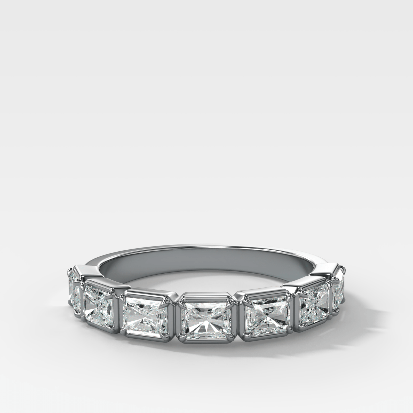 Club Set Wedding Band With East West Elongated Radiant Cuts - GOODSTONE