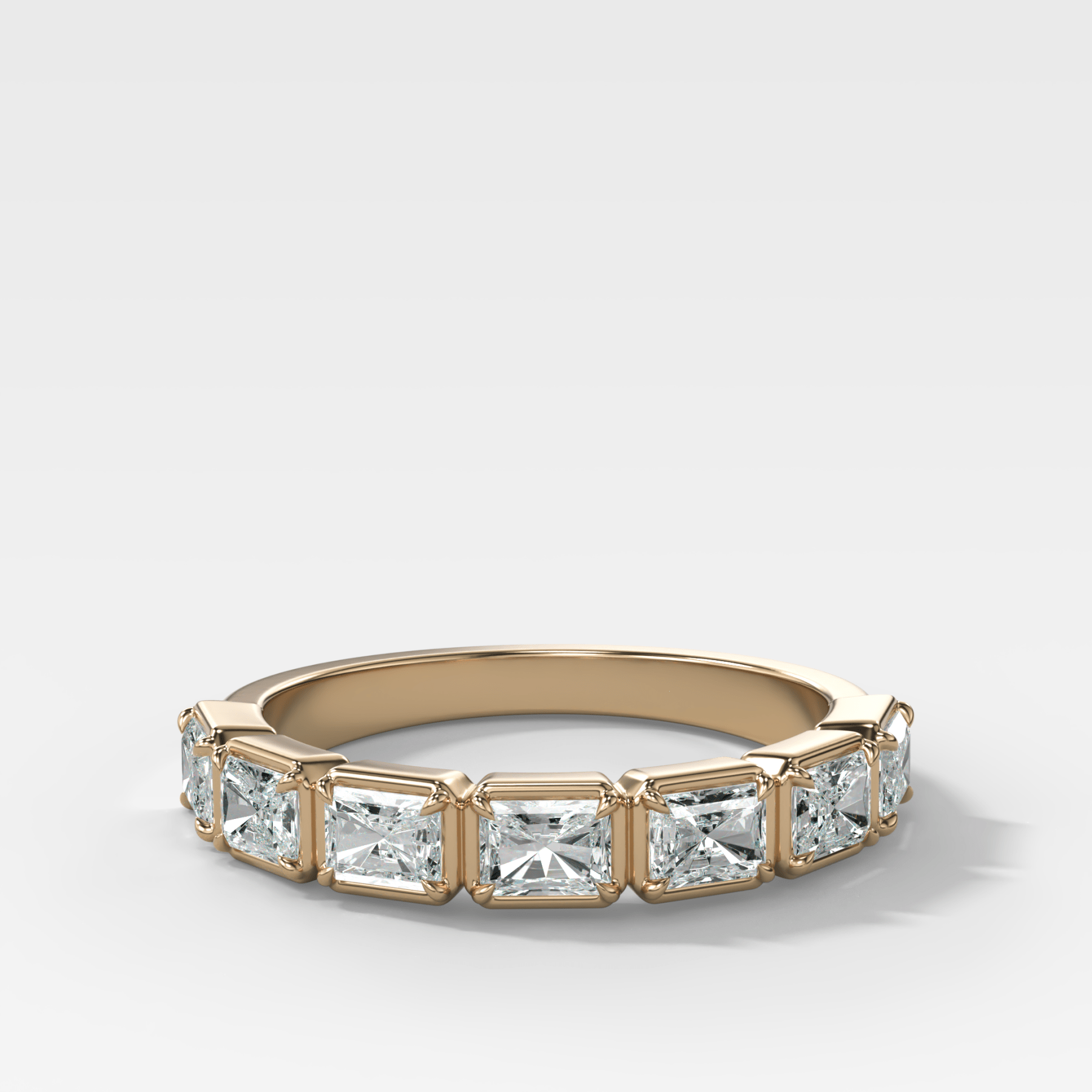Club Set Wedding Band With East West Elongated Radiant Cuts - GOODSTONE