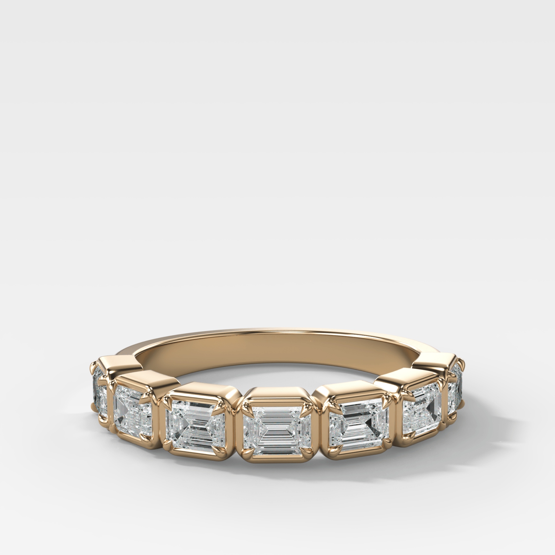 Club Set Wedding Band With East West Emerald Cuts - GOODSTONE