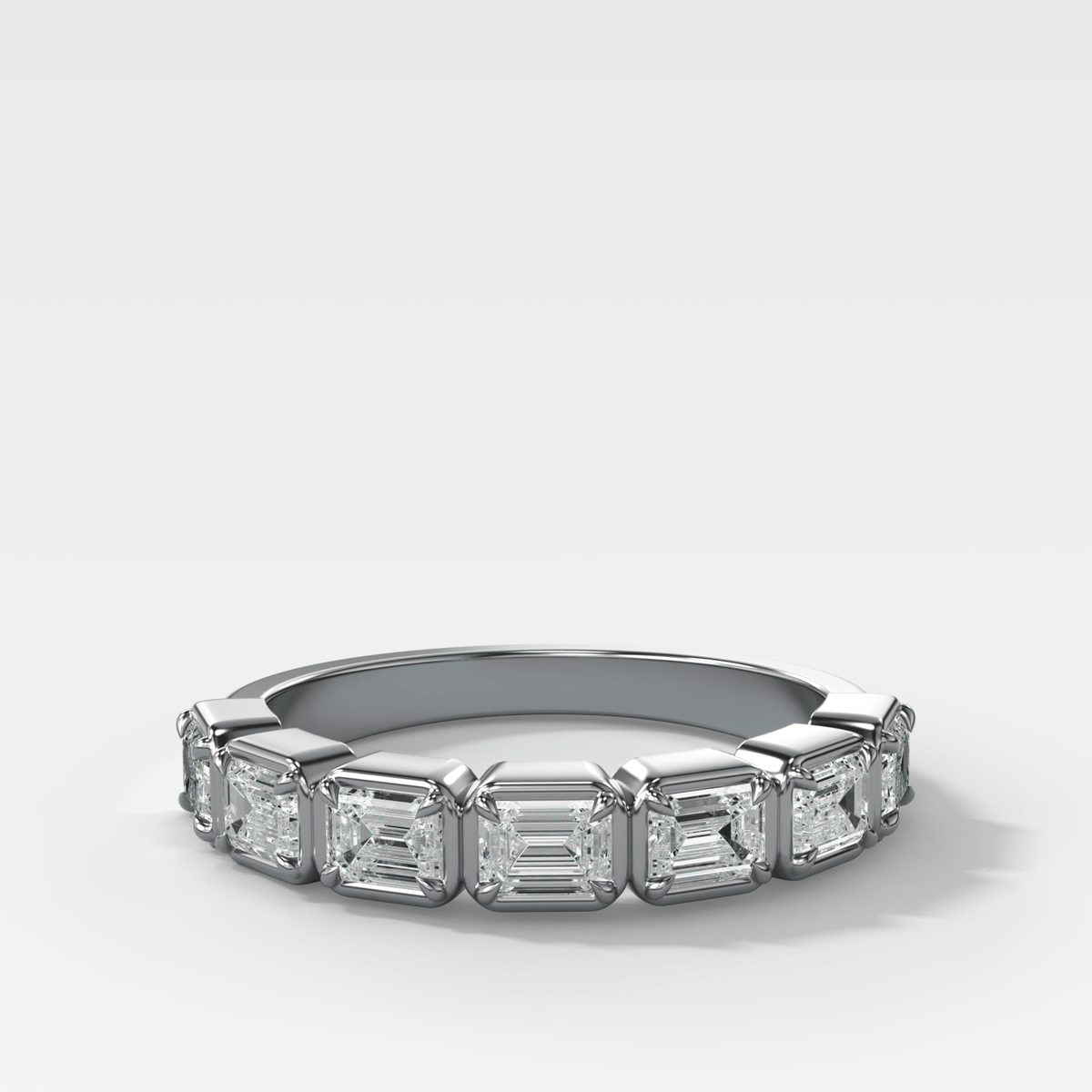 Club Set Wedding Band With East West Emerald Cuts - GOODSTONE