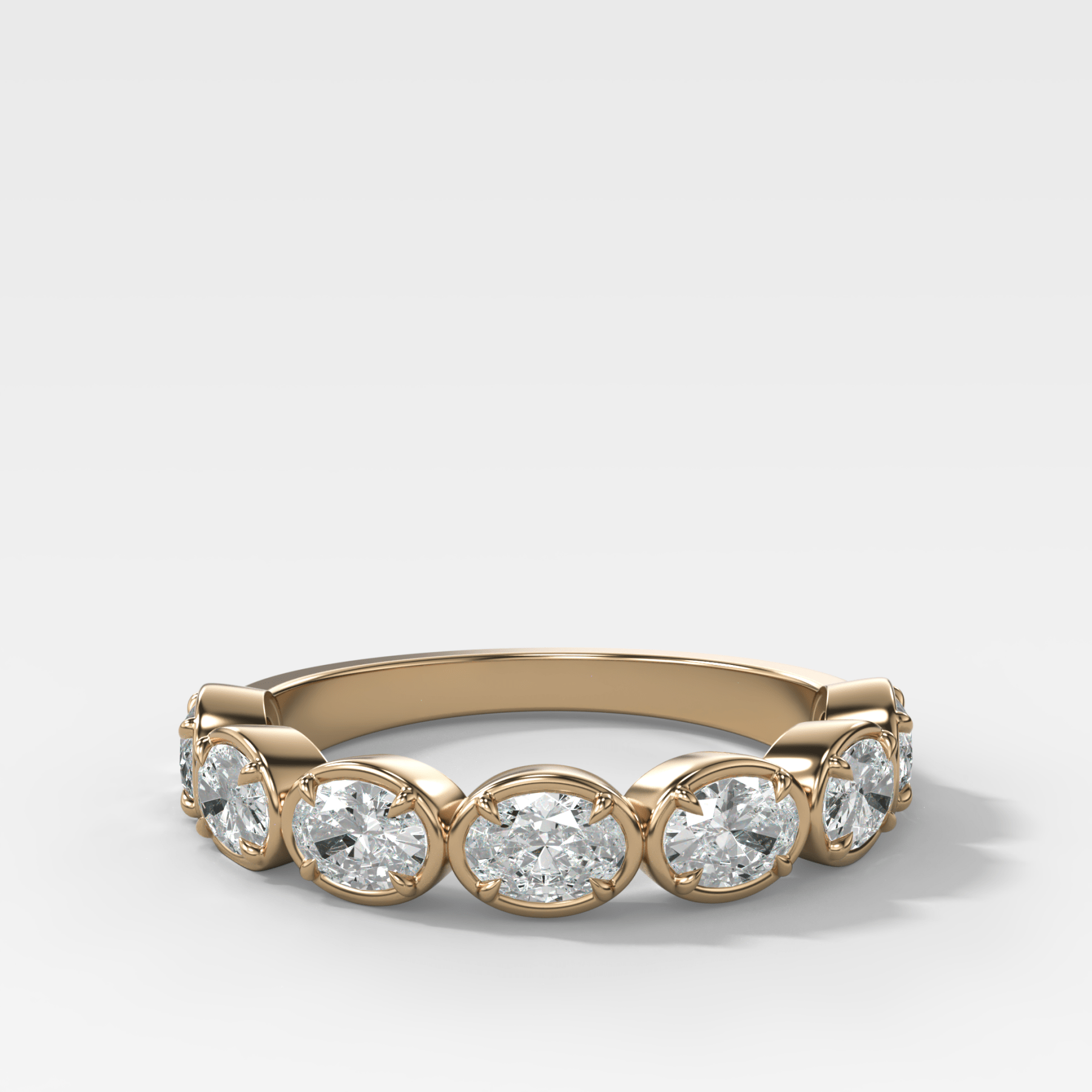 Club Set Wedding Band With East West Oval Cuts - GOODSTONE