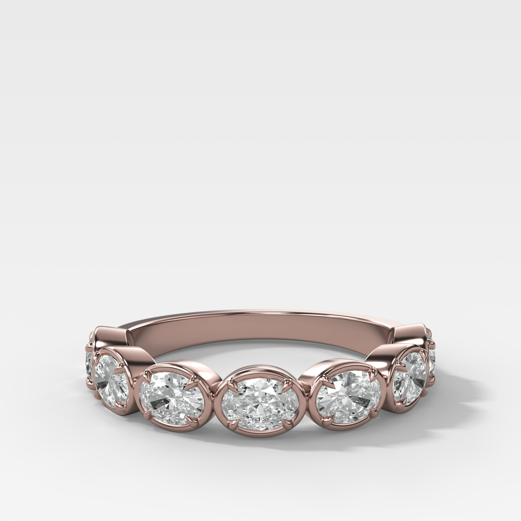 Club Set Wedding Band With East West Oval Cuts - GOODSTONE