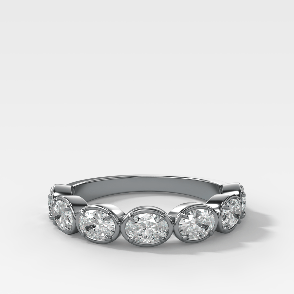 Club Set Wedding Band With East West Oval Cuts - GOODSTONE