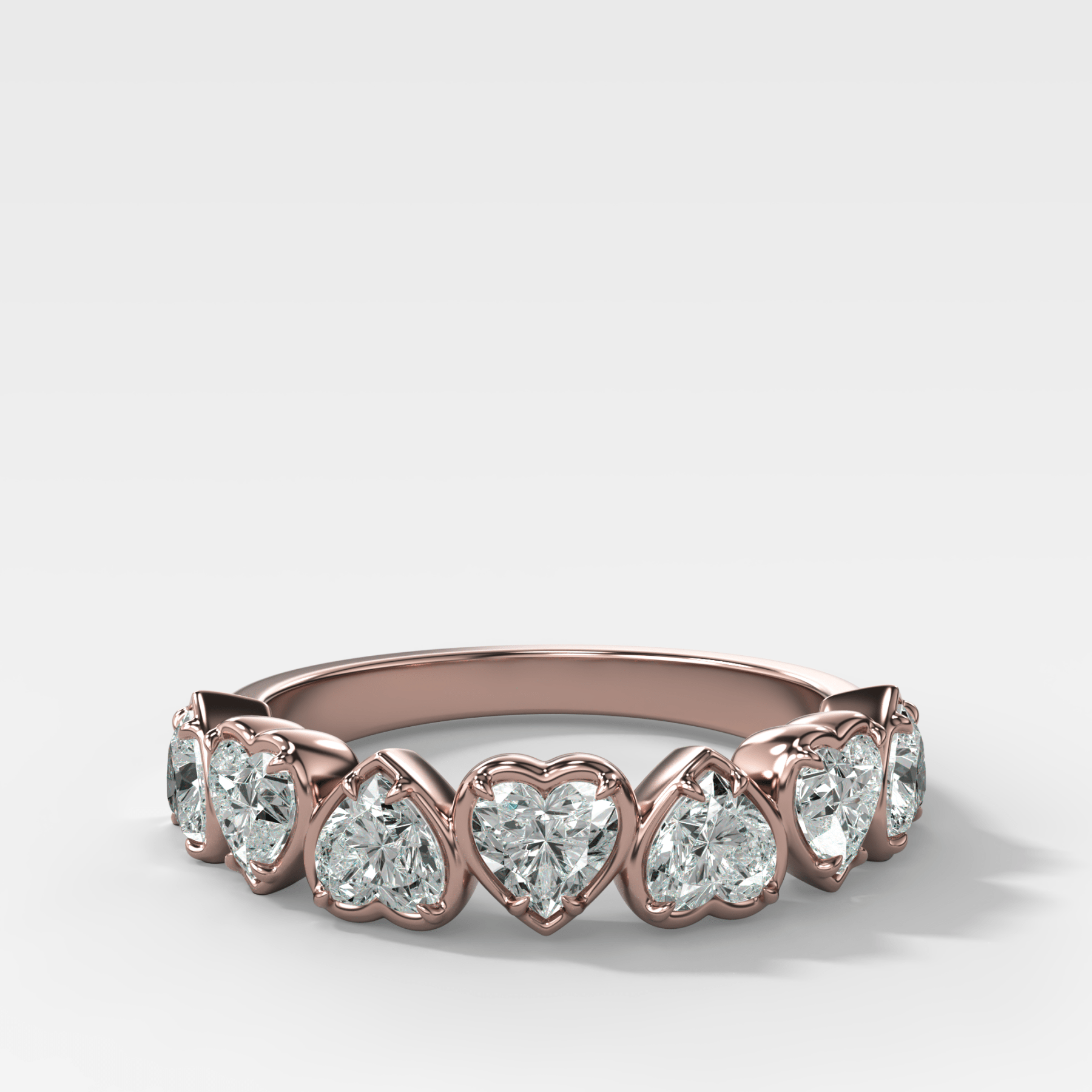 Club Set Wedding Band With Heart Cuts - GOODSTONE