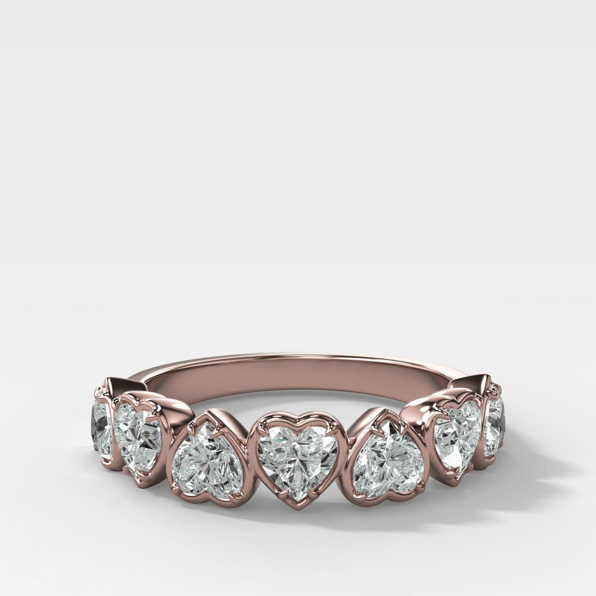 Club Set Wedding Band With Heart Cuts - GOODSTONE