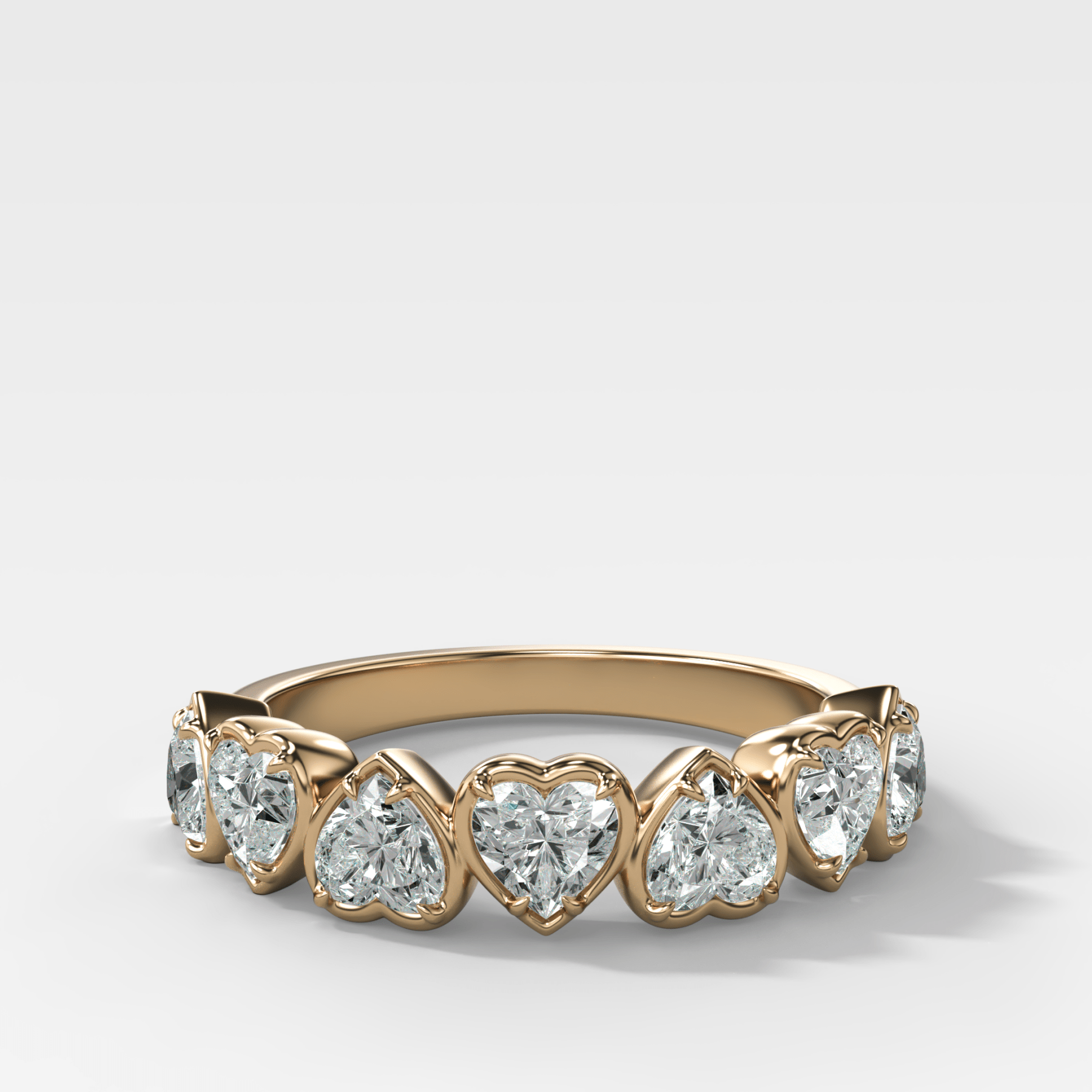 Club Set Wedding Band With Heart Cuts - GOODSTONE