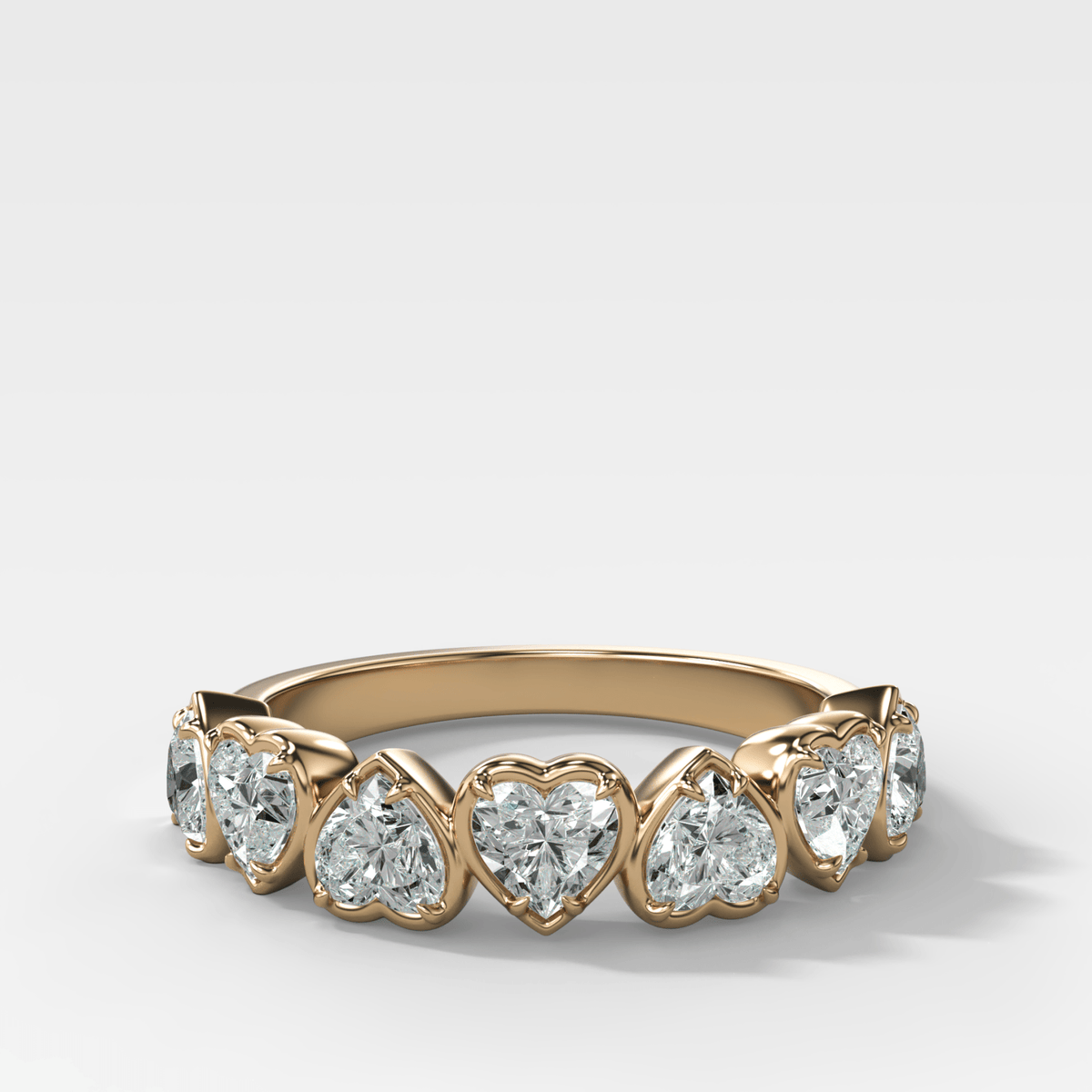 Club Set Wedding Band With Heart Cuts - GOODSTONE