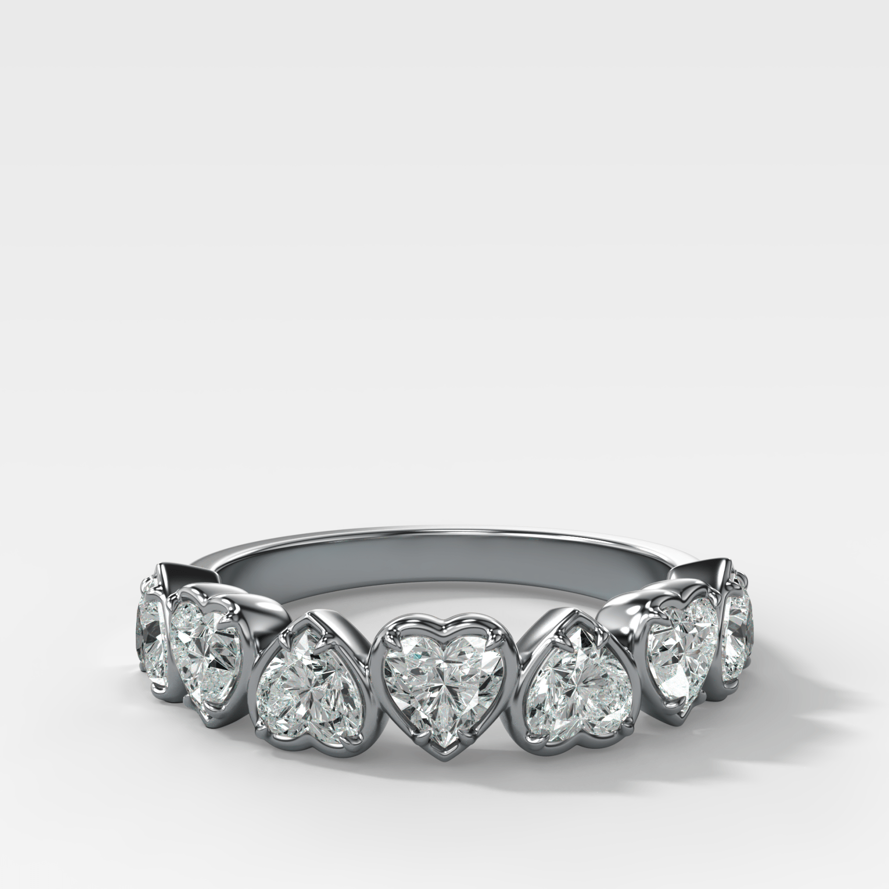 Club Set Wedding Band With Heart Cuts - GOODSTONE