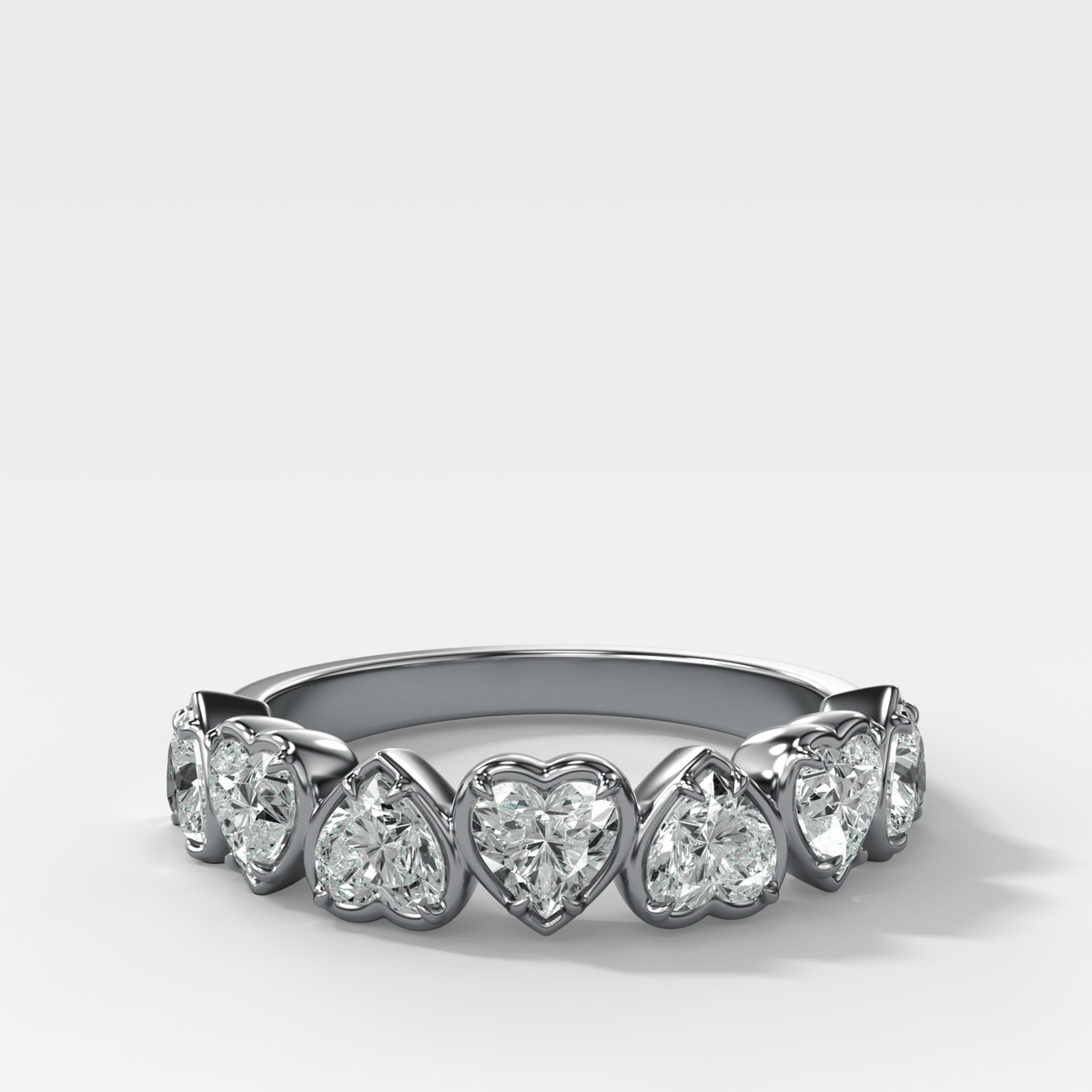 Club Set Wedding Band With Heart Cuts - GOODSTONE