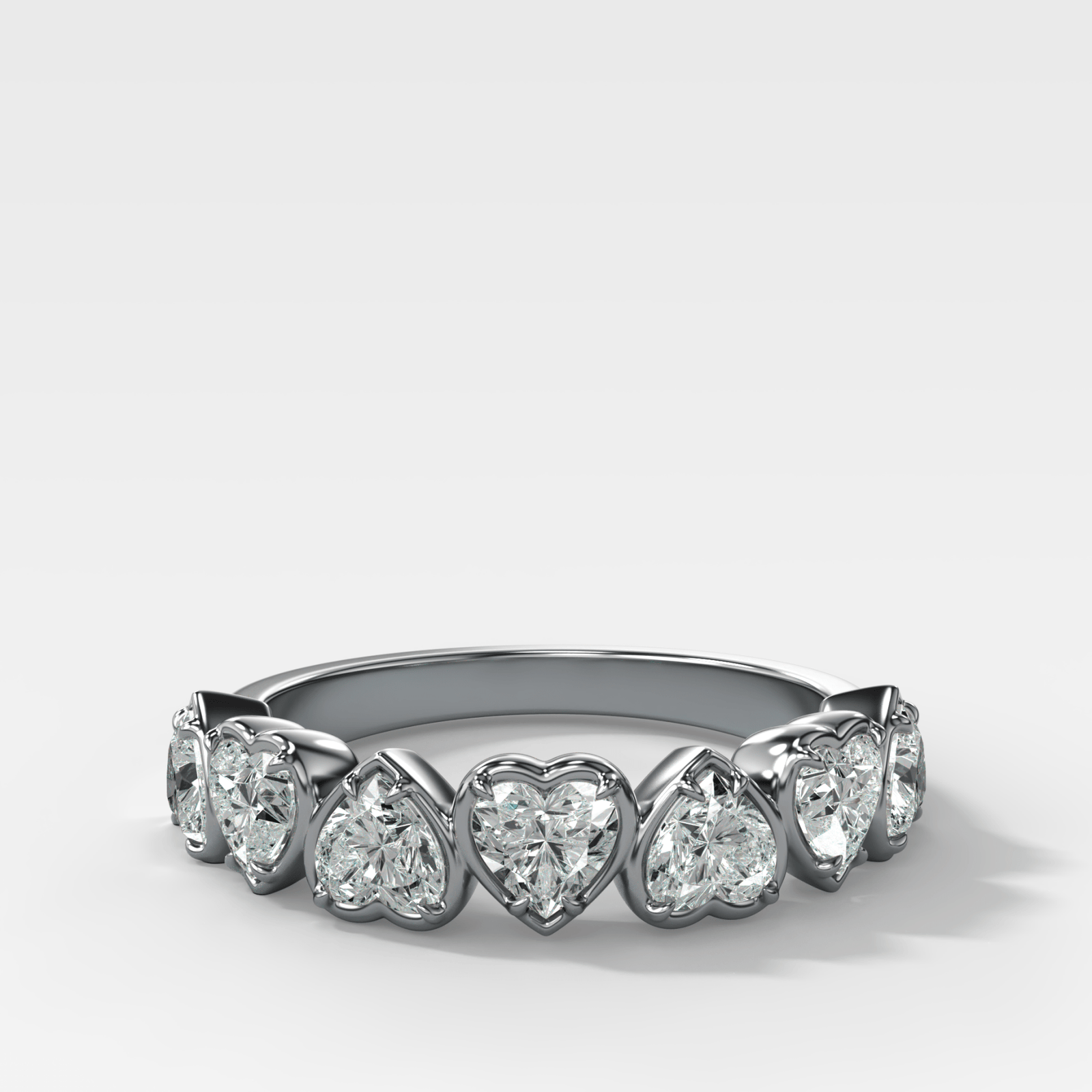 Club Set Wedding Band With Heart Cuts - GOODSTONE