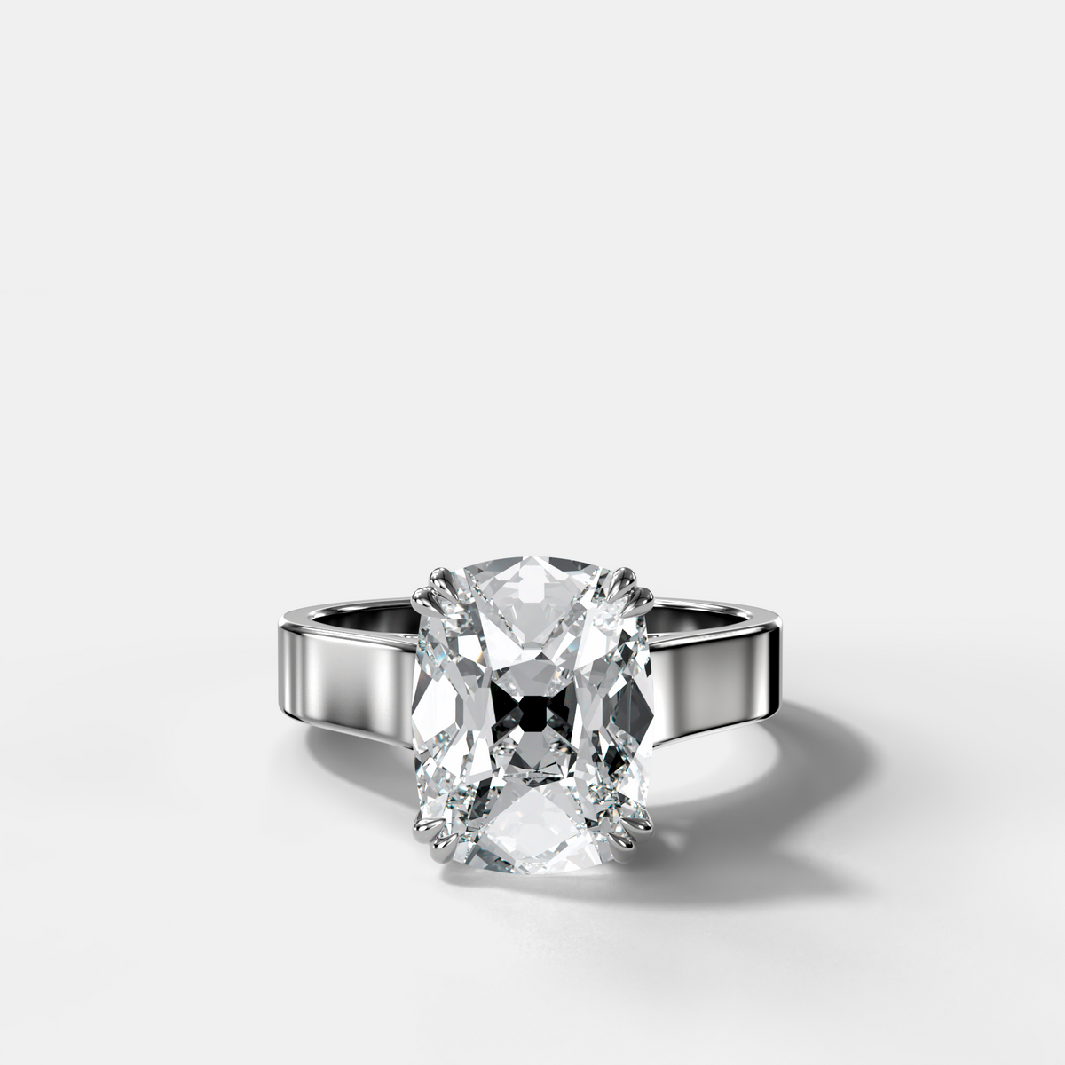 Finest Cathedral Engagement Ring with Old Mine Cut Diamond