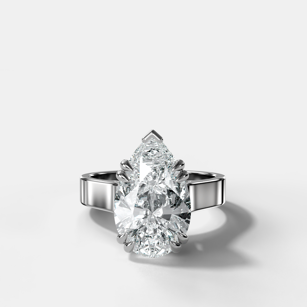Finest Cathedral Engagement Ring with Pear Cut Diamond