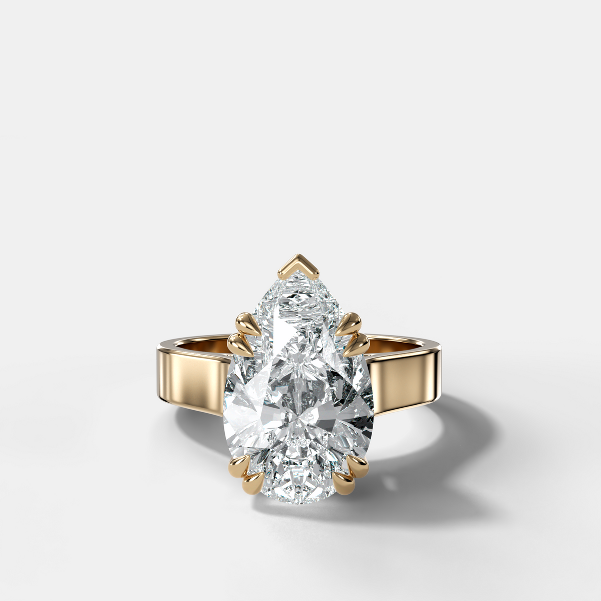 Finest Cathedral Engagement Ring with Pear Cut Diamond