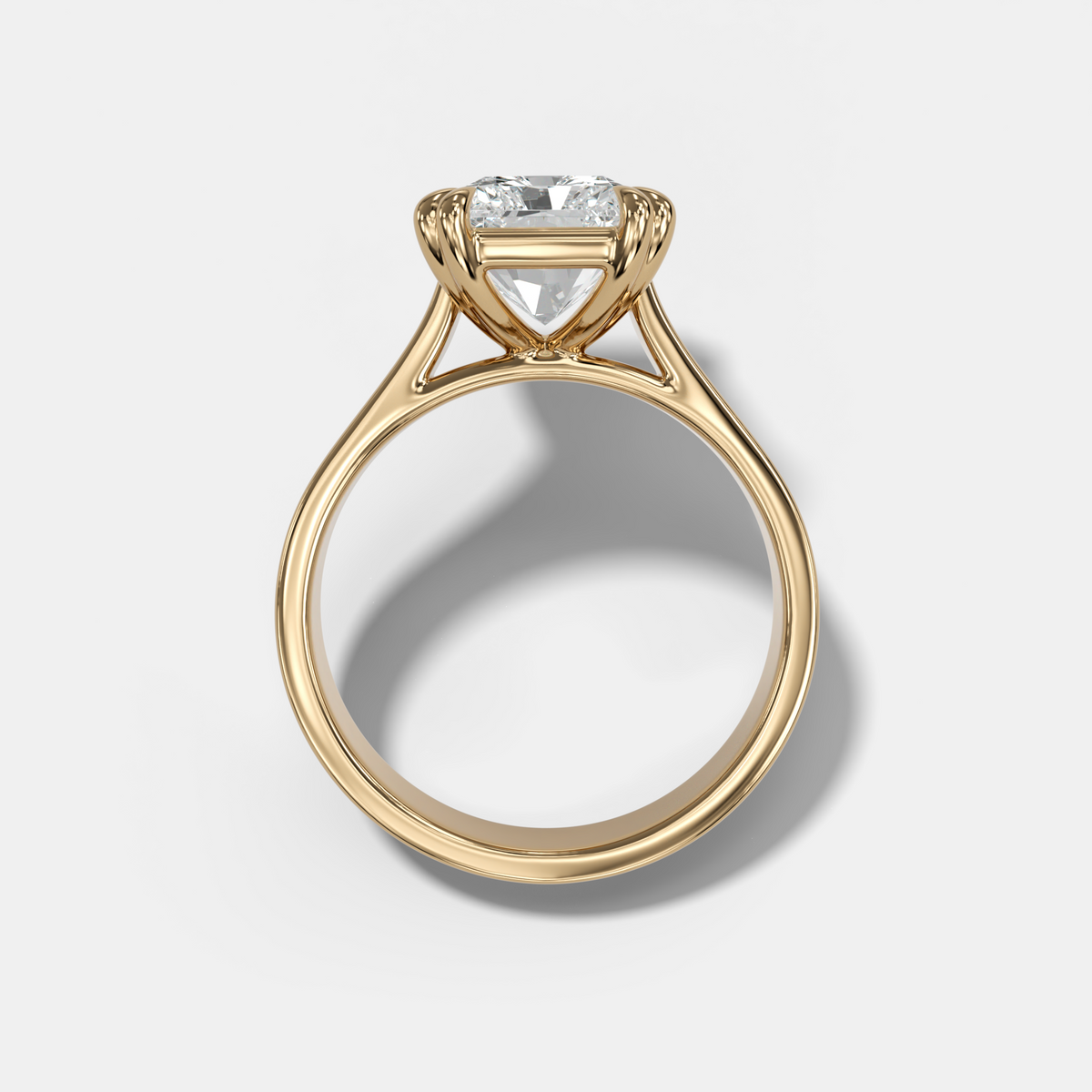 Finest Cathedral Engagement Ring with Elongated Radiant Cut Diamond