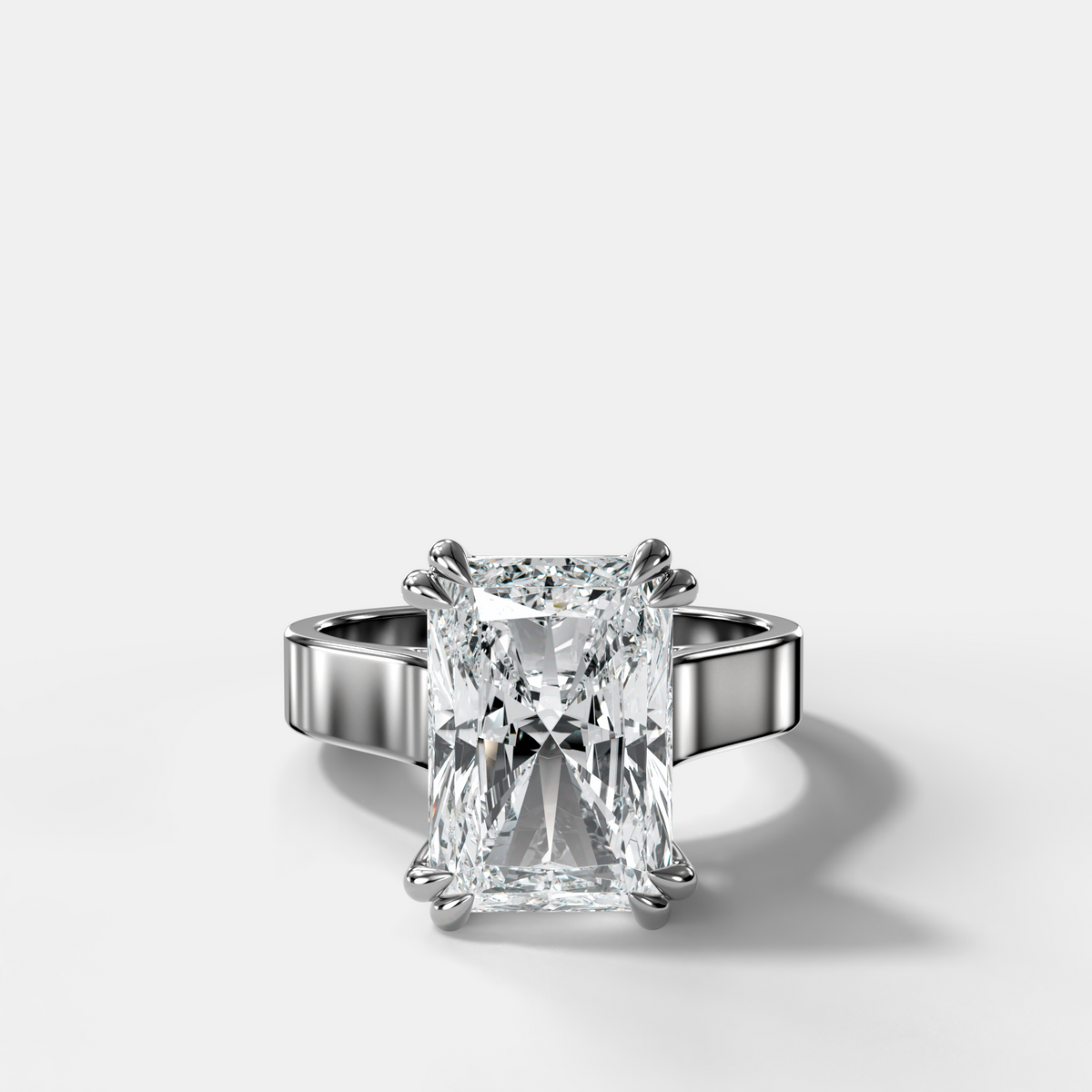 Finest Cathedral Engagement Ring with Elongated Radiant Cut Diamond