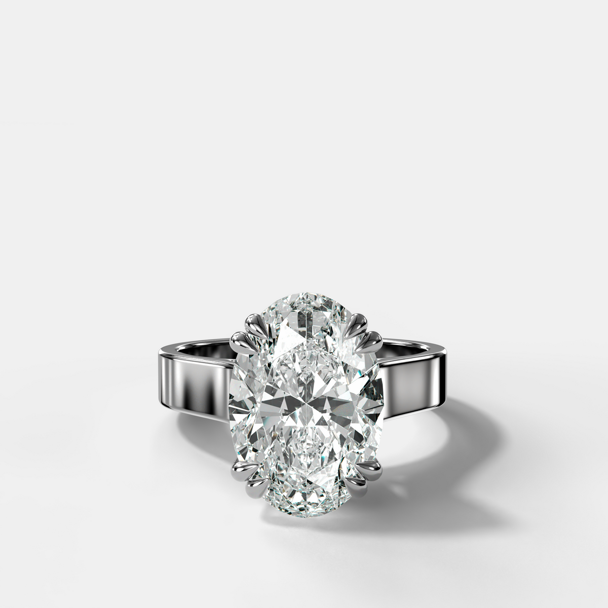 Finest Cathedral Engagement Ring with Oval Cut Diamond