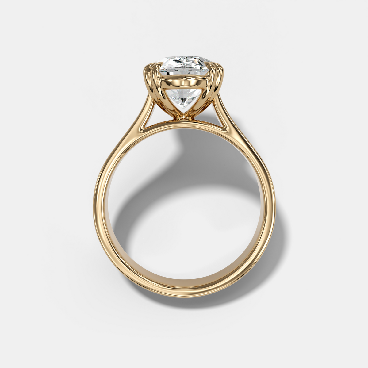 Finest Cathedral Engagement Ring with Oval Cut Diamond