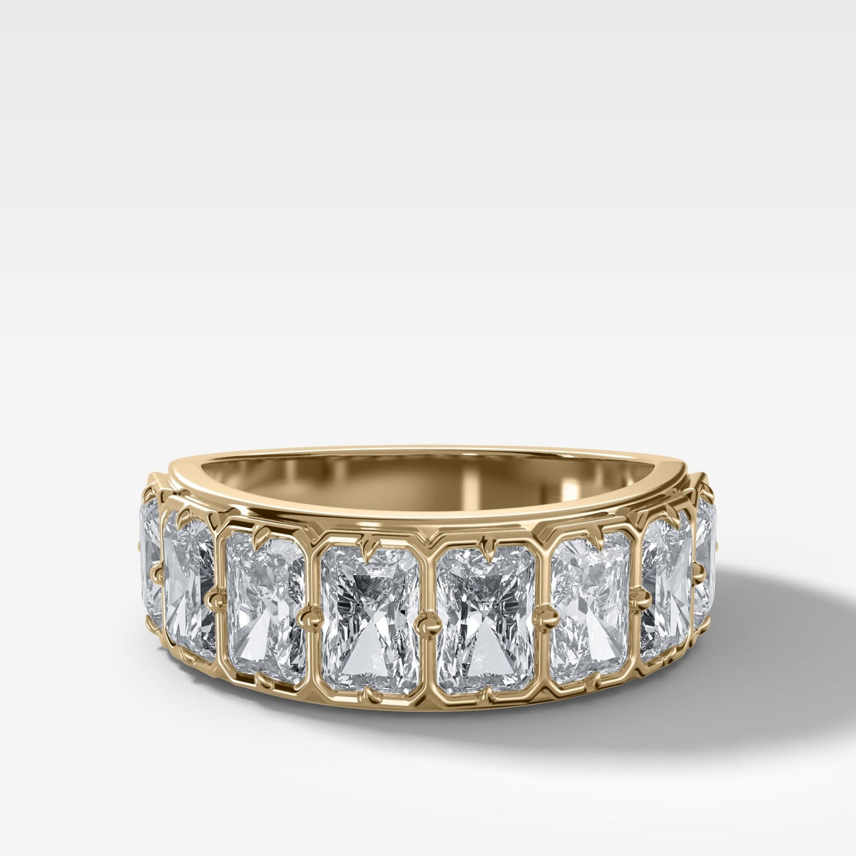 Compass-Set Wedding Band with Radiant Cut Diamonds - GOODSTONE