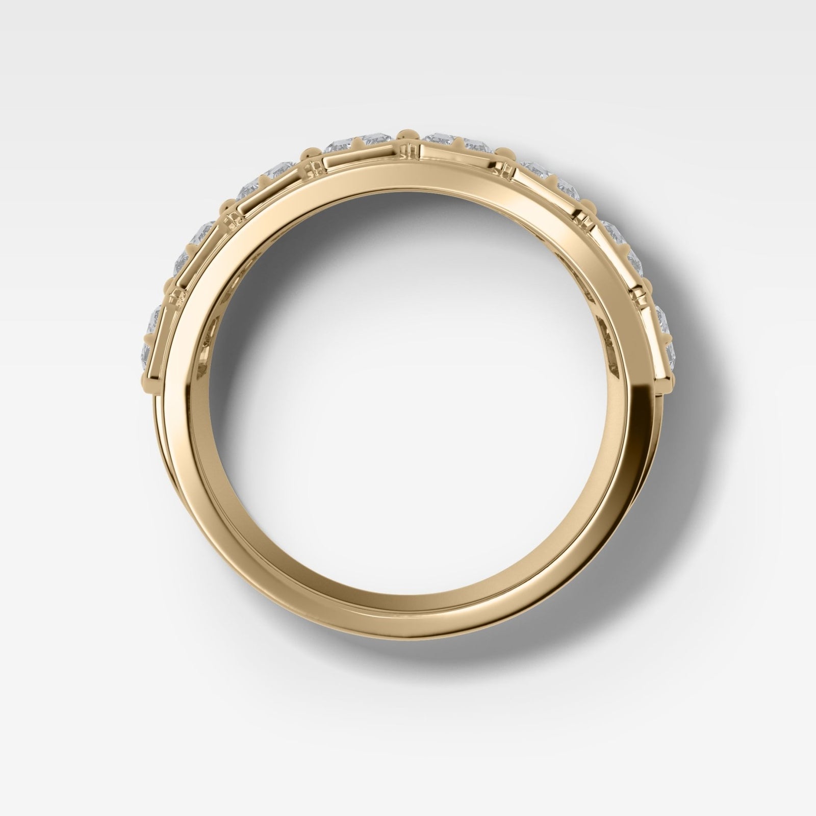 Compass-Set Wedding Band with Radiant Cut Diamonds - GOODSTONE