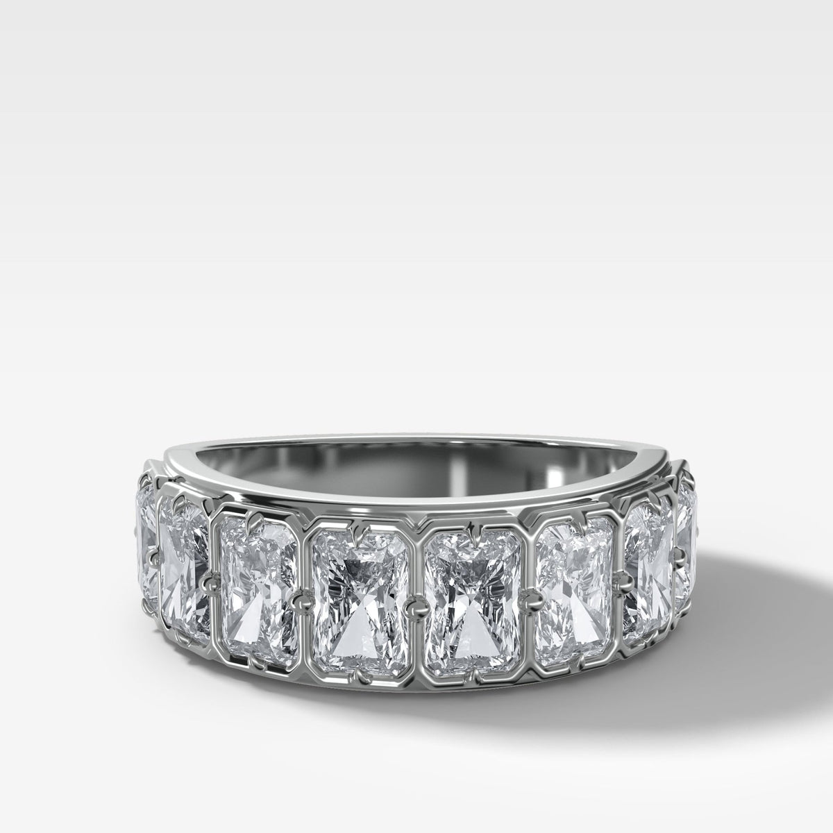 Compass-Set Wedding Band with Radiant Cut Diamonds - GOODSTONE