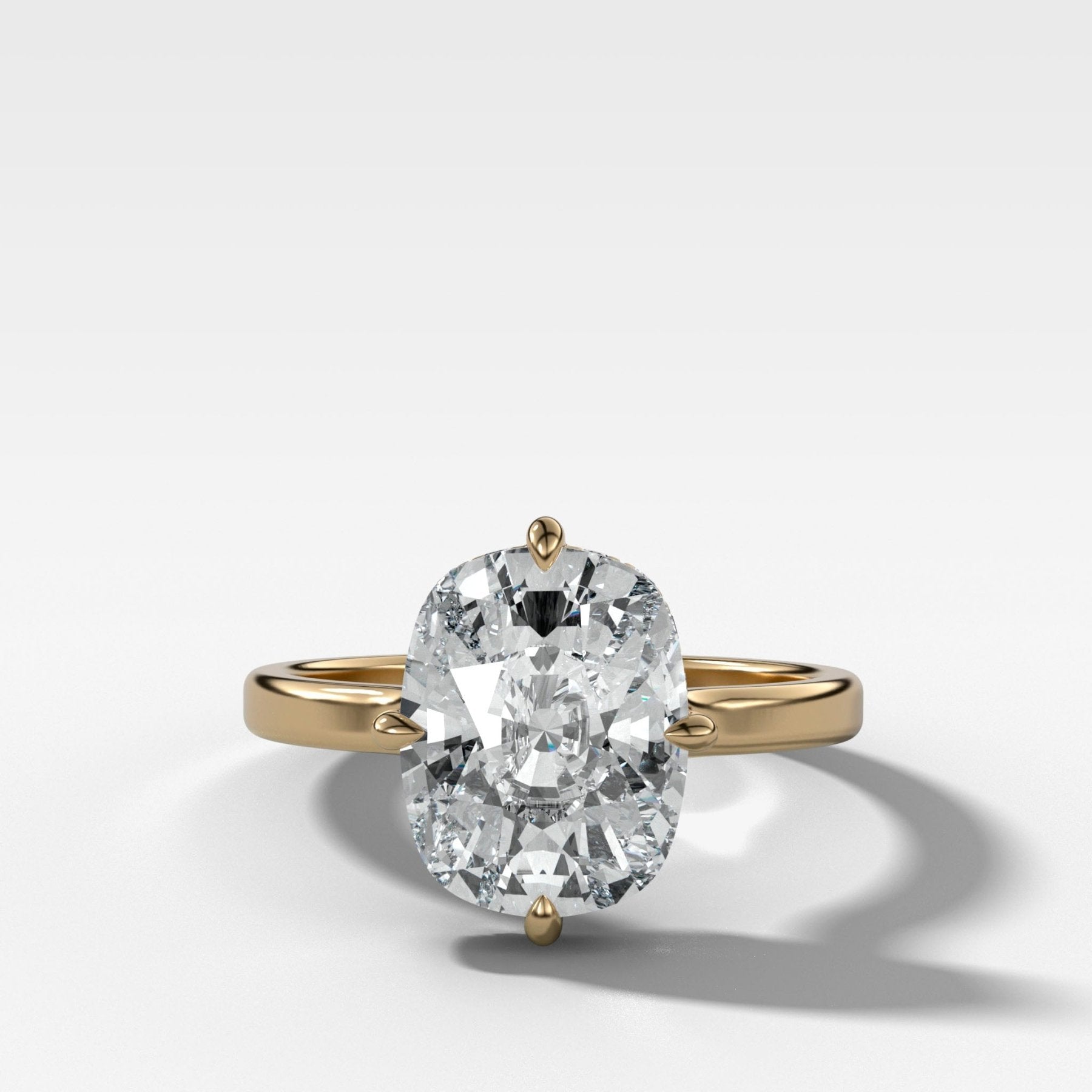 Compass Solitaire Engagement Ring with Elongated Cushion Cut Diamond - GOODSTONE