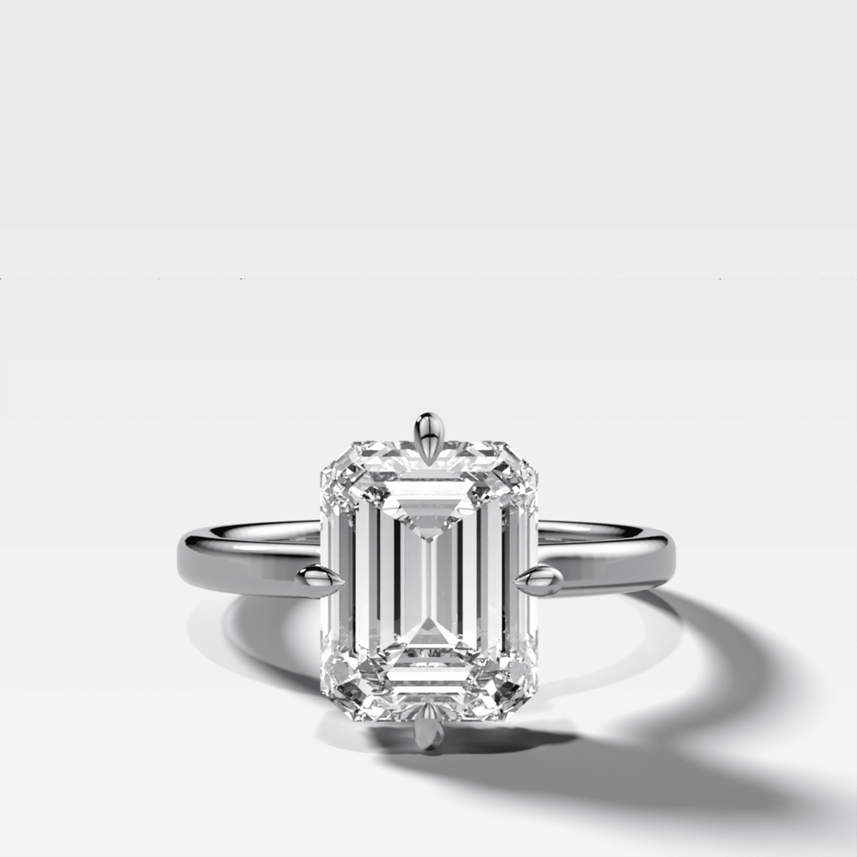 Compass Solitaire Engagement Ring with Emerald Cut Diamond - GOODSTONE