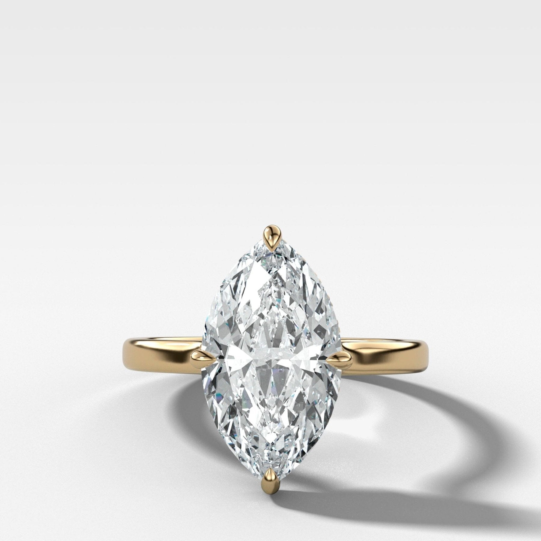 Compass Solitaire Engagement Ring with Marquise Cut Diamond (North South) - GOODSTONE