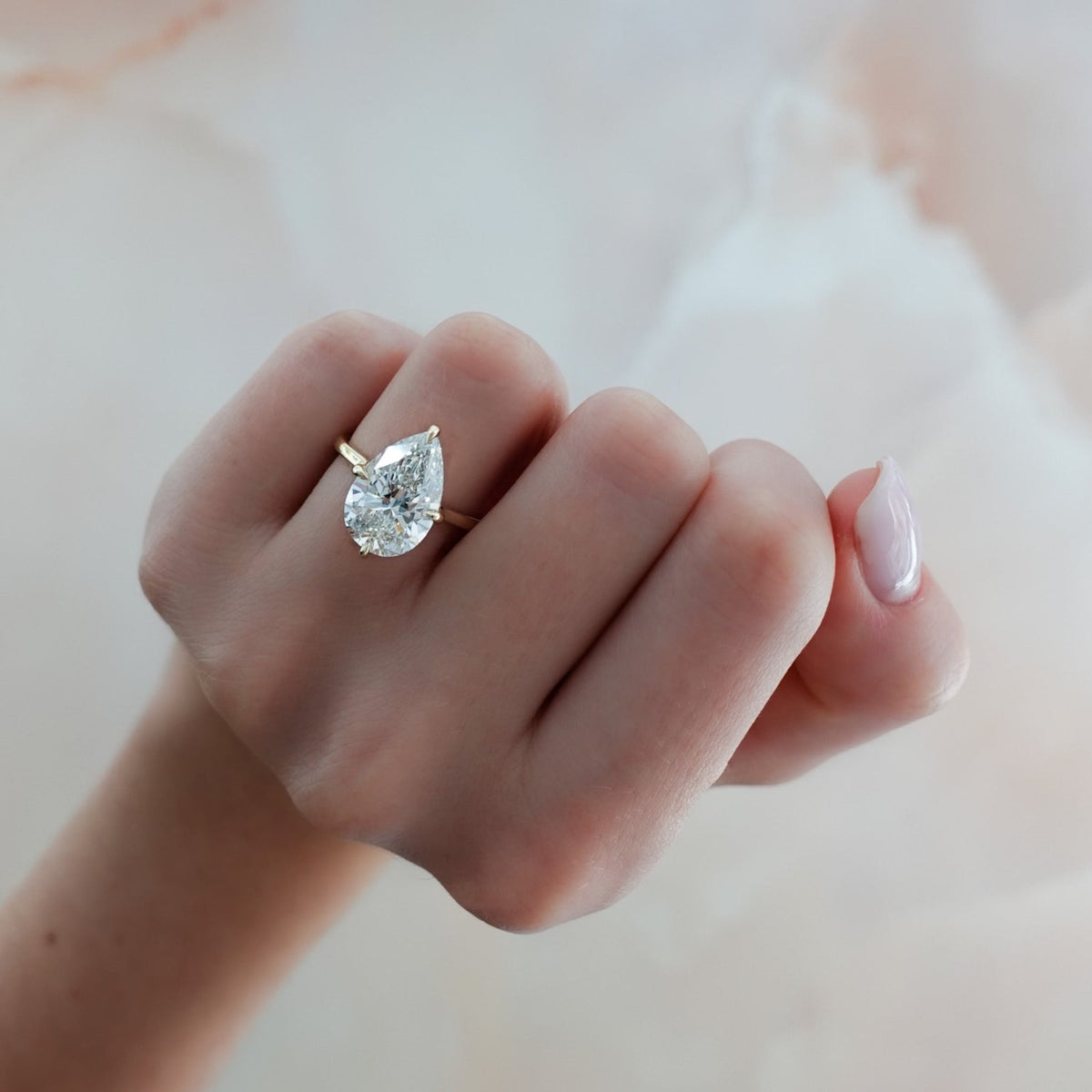 Compass Solitaire Engagement Ring with Pear Cut Diamond - GOODSTONE