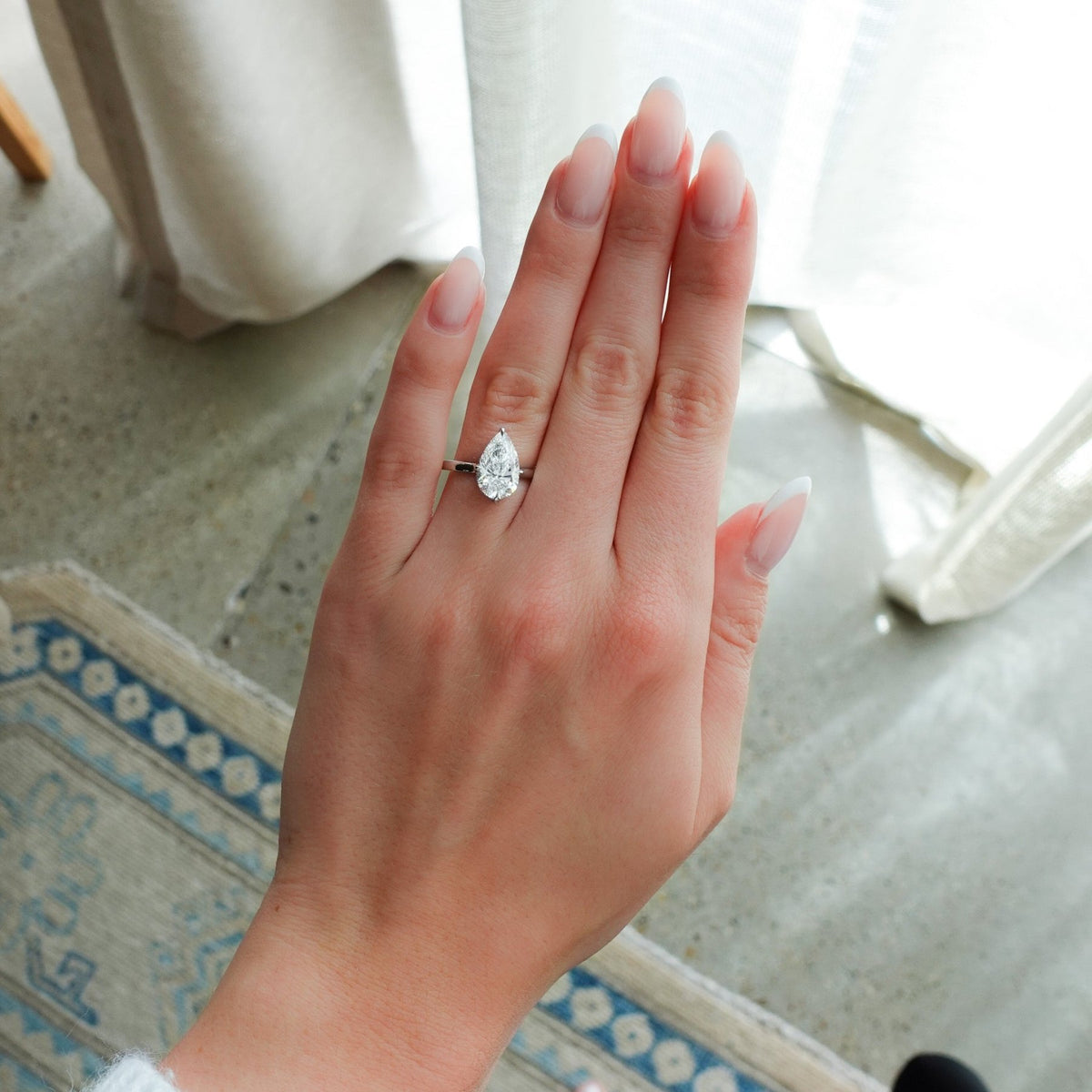 Compass Solitaire Engagement Ring with Pear Cut Diamond - GOODSTONE