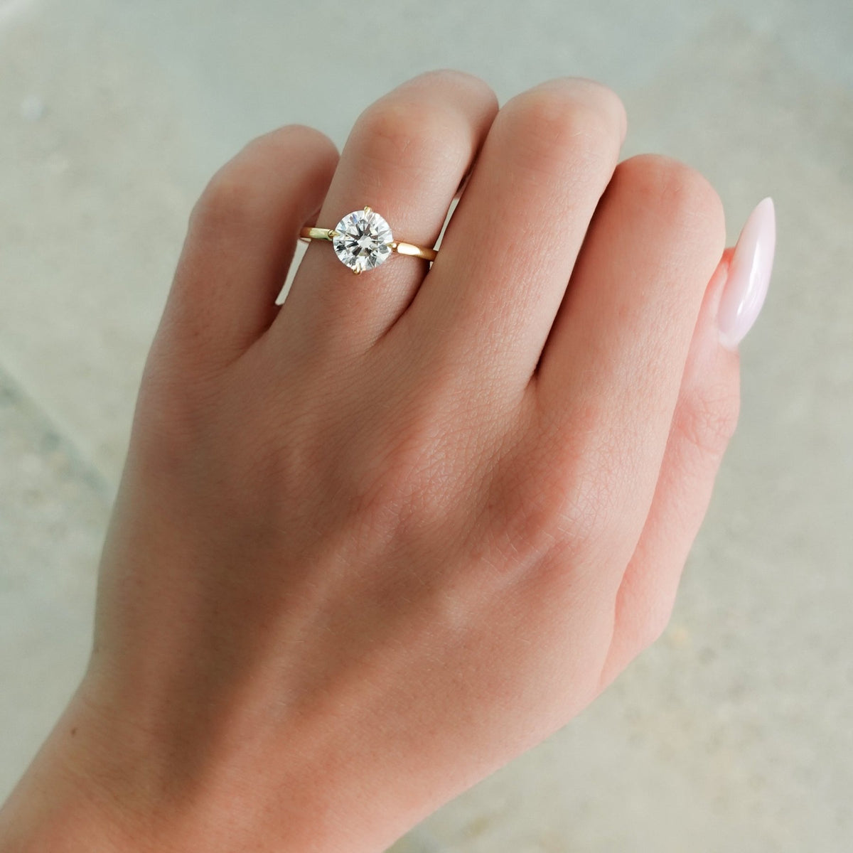 Compass Solitaire Engagement Ring with Round Cut Diamond - GOODSTONE