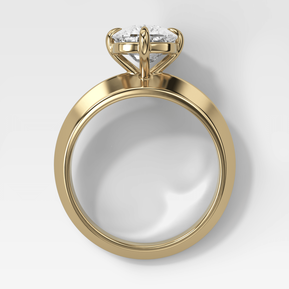 Compass Tapered Butter Knife Finest Solitaire Engagement Ring With a Cushion Cut Diamond - GOODSTONE