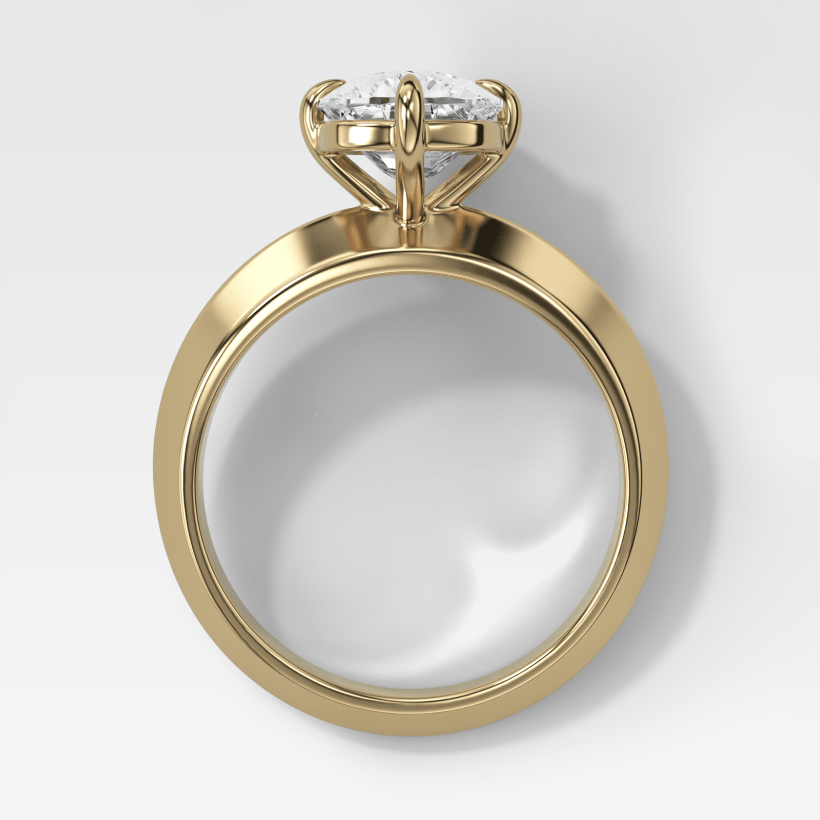 Compass Tapered Butter Knife Finest Solitaire Engagement Ring With a Cushion Cut Diamond - GOODSTONE
