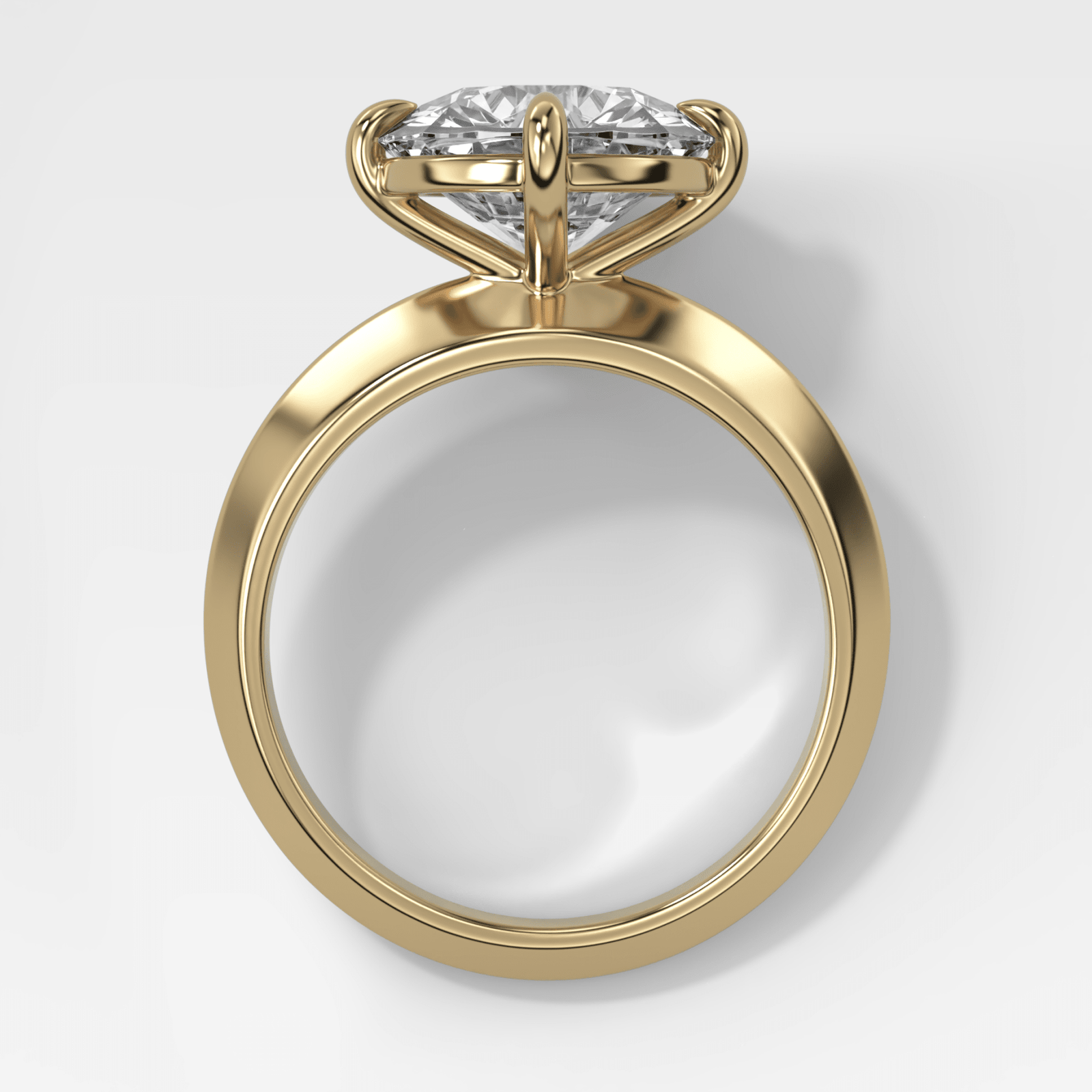 Compass Tapered Butter Knife Finest Solitaire Engagement Ring With a Round Cut Diamond - GOODSTONE