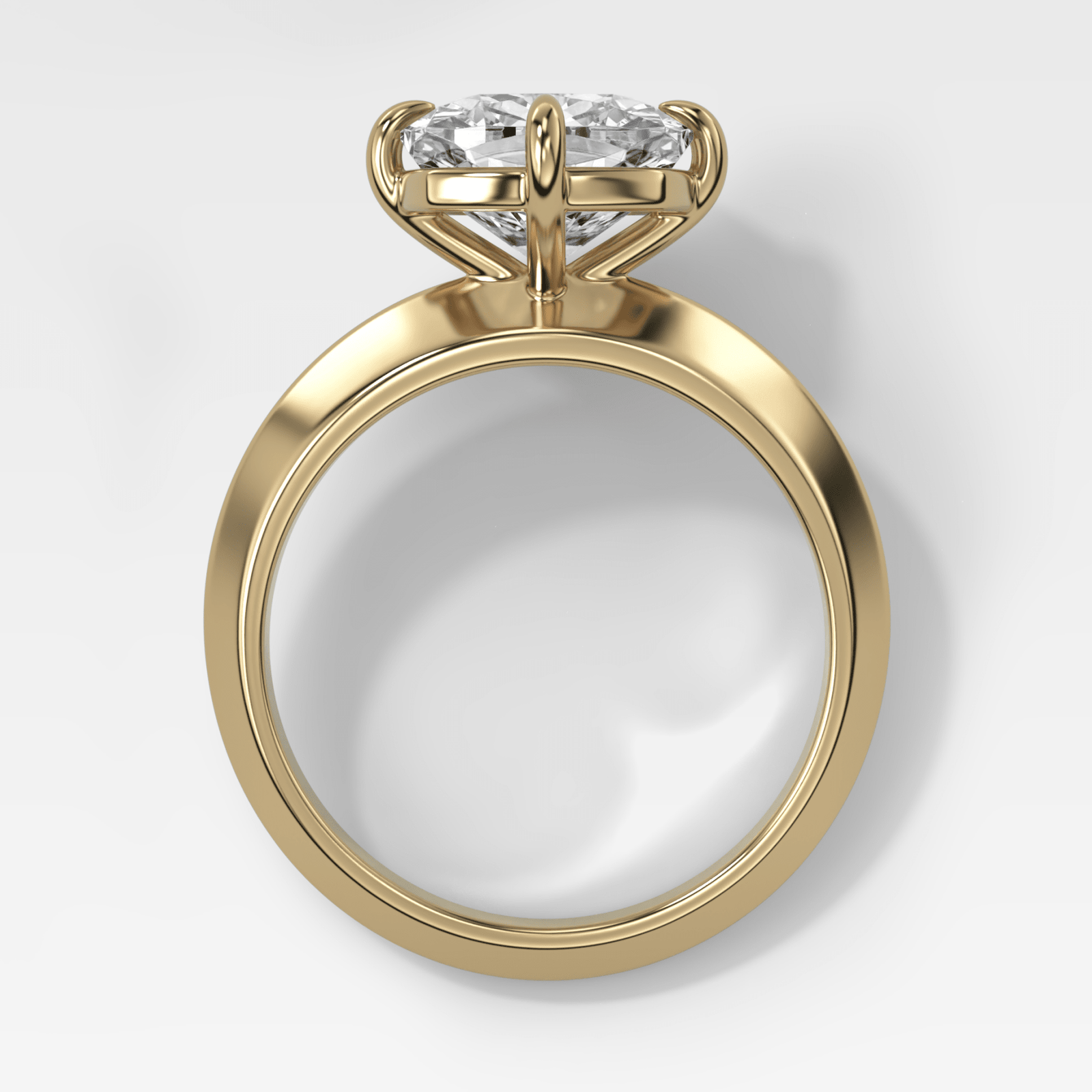 Compass Tapered Butter Knife Finest Solitaire Engagement Ring With a Square Cushion Cut Diamond - GOODSTONE