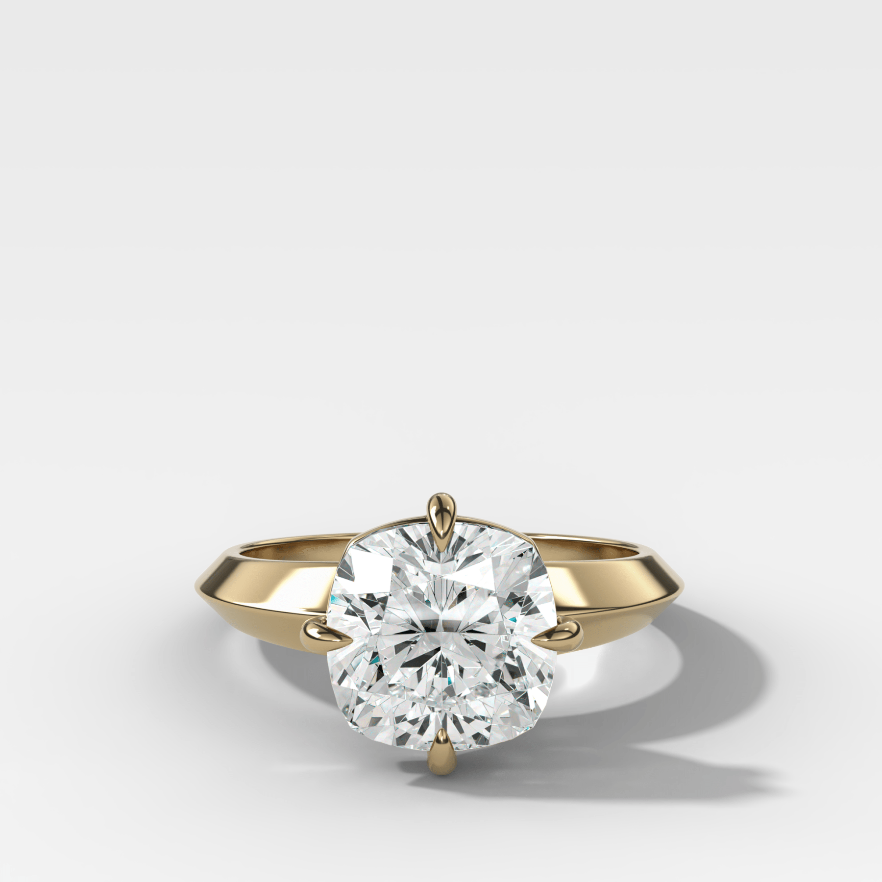 Compass Tapered Butter Knife Finest Solitaire Engagement Ring With a Square Cushion Cut Diamond - GOODSTONE