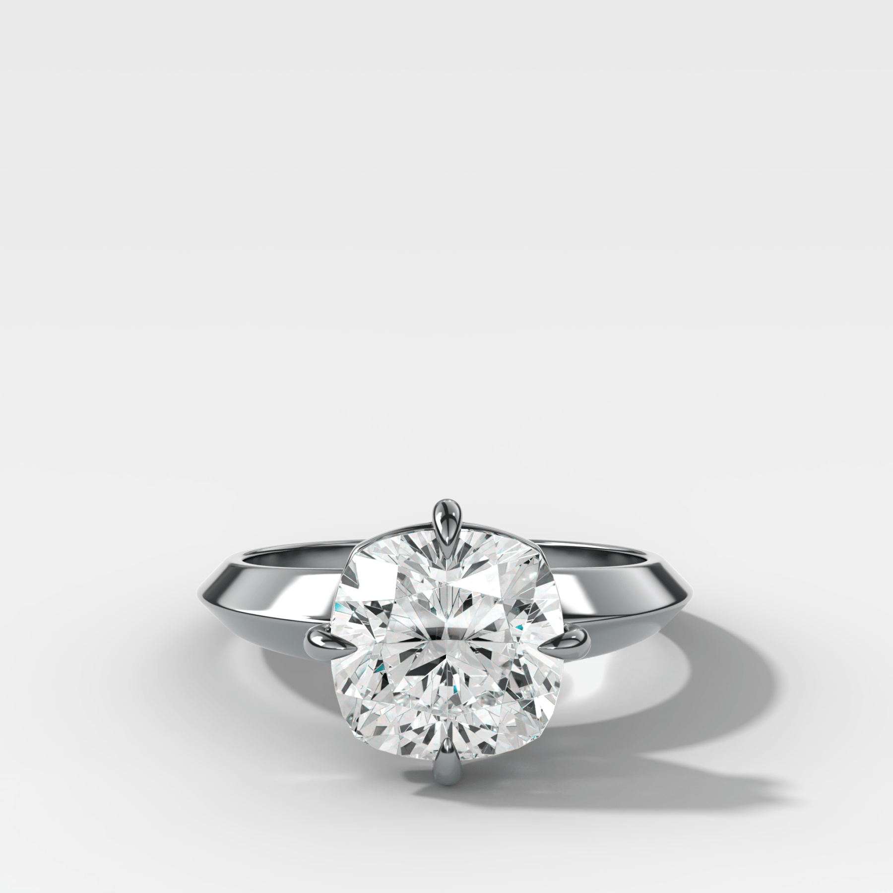 Compass Tapered Butter Knife Finest Solitaire Engagement Ring With a Square Cushion Cut Diamond - GOODSTONE