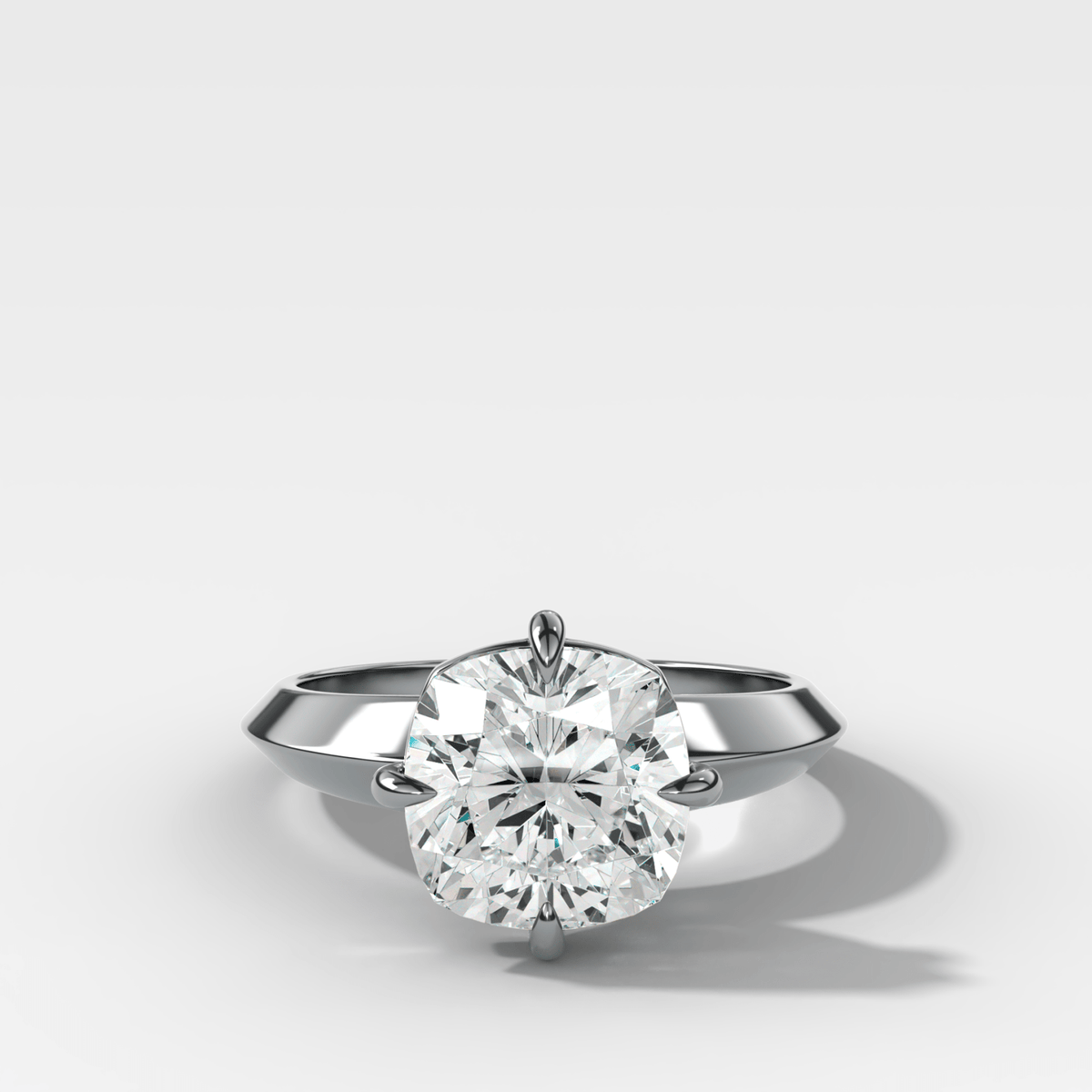 Compass Tapered Butter Knife Finest Solitaire Engagement Ring With a Square Cushion Cut Diamond - GOODSTONE