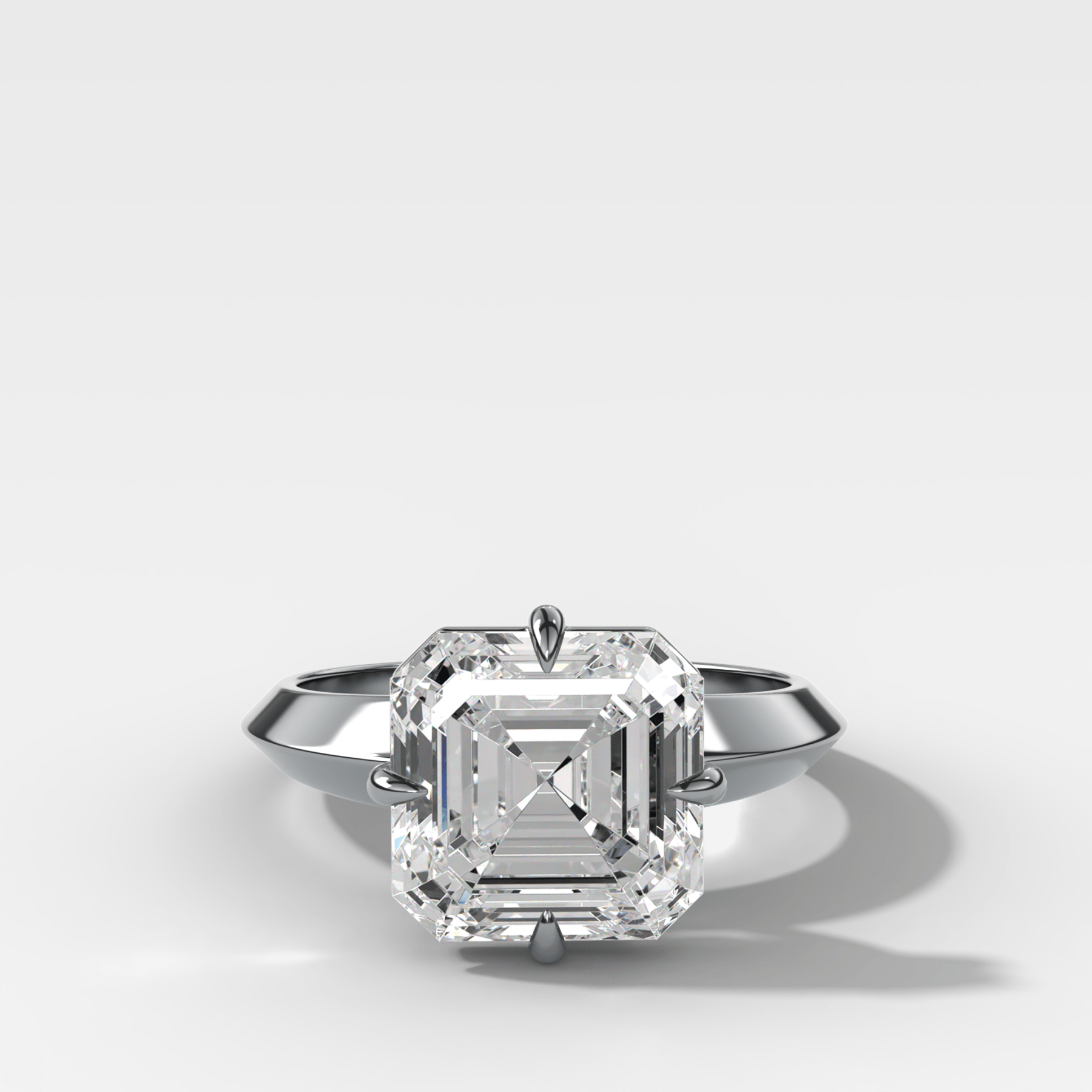 Compass Tapered Butter Knife Finest Solitaire Engagement Ring With an Asscher Cut Diamond - GOODSTONE