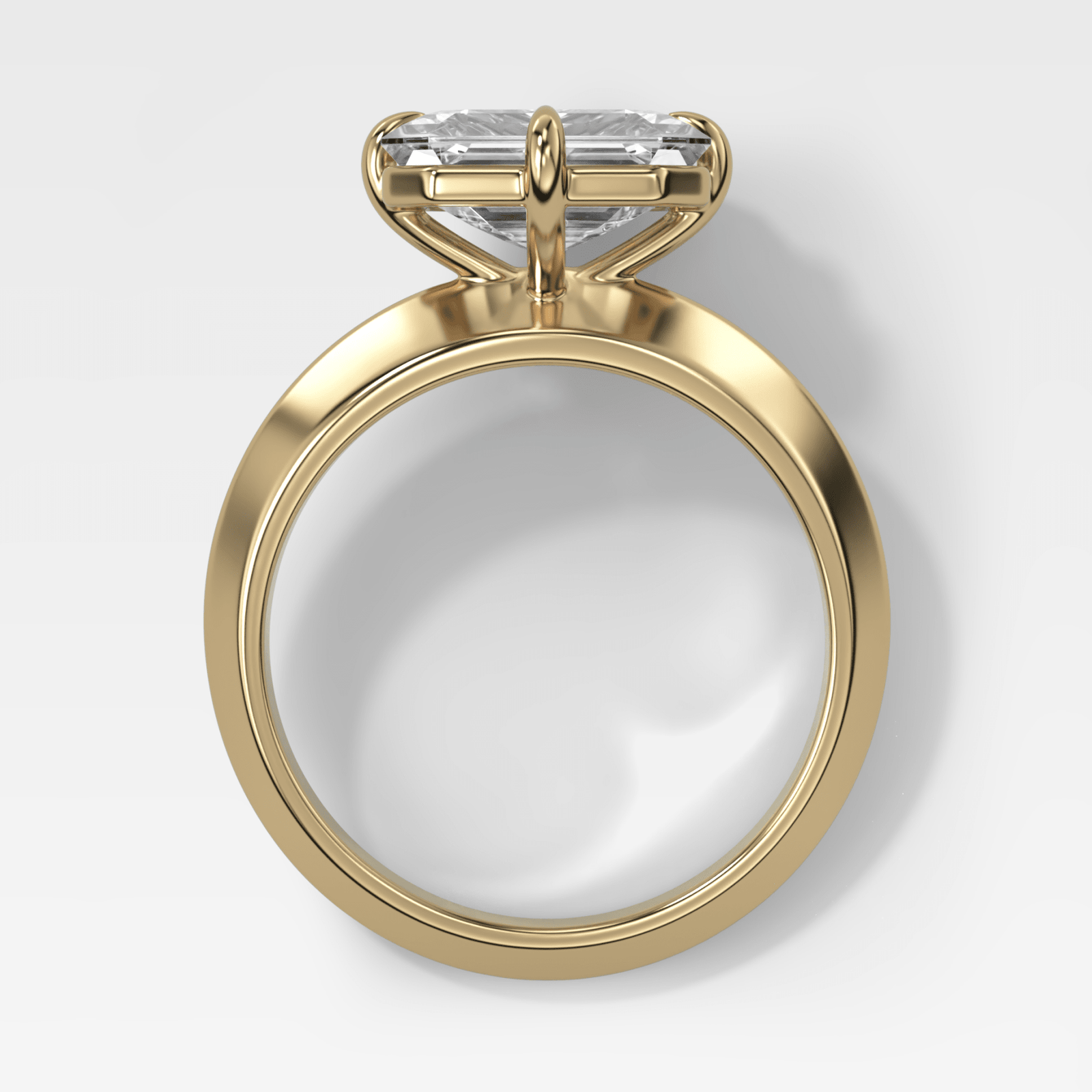 Compass Tapered Butter Knife Finest Solitaire Engagement Ring With an Asscher Cut Diamond - GOODSTONE