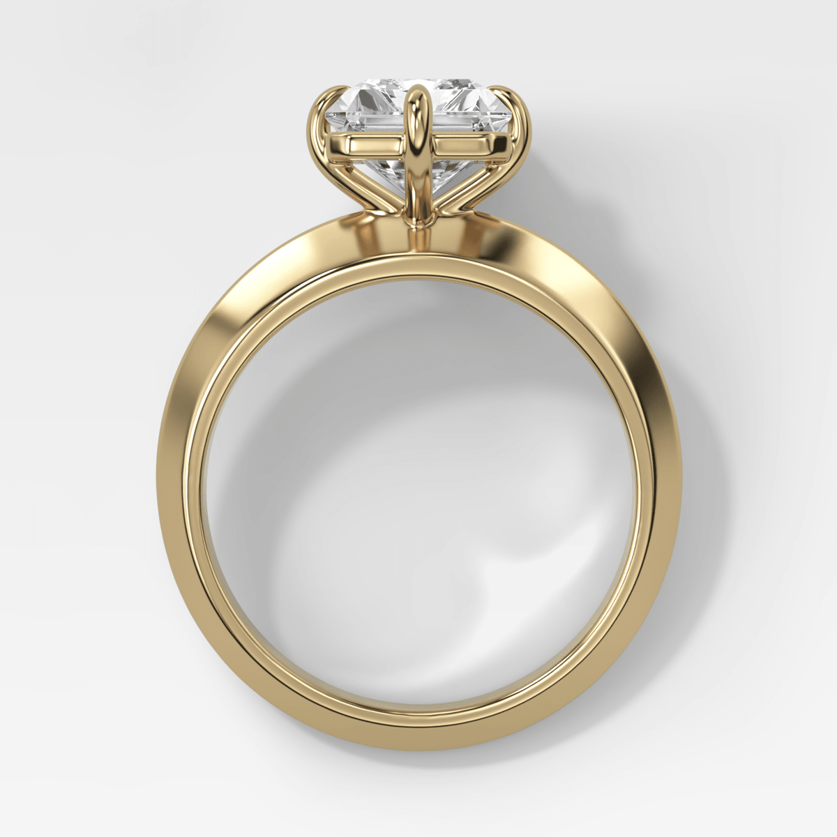 Compass Tapered Butter Knife Finest Solitaire Engagement Ring With an Elongated Radiant Cut Diamond - GOODSTONE