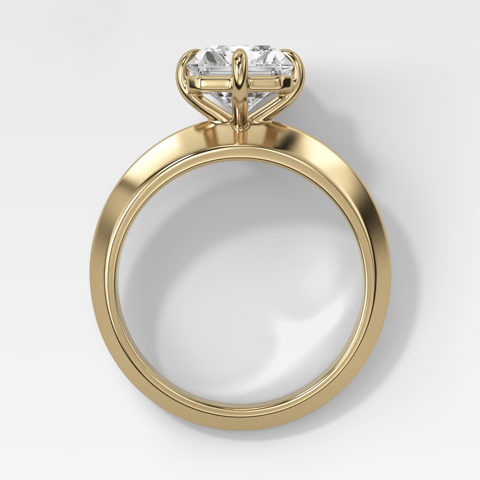 Compass Tapered Butter Knife Finest Solitaire Engagement Ring With an Elongated Radiant Cut Diamond - GOODSTONE