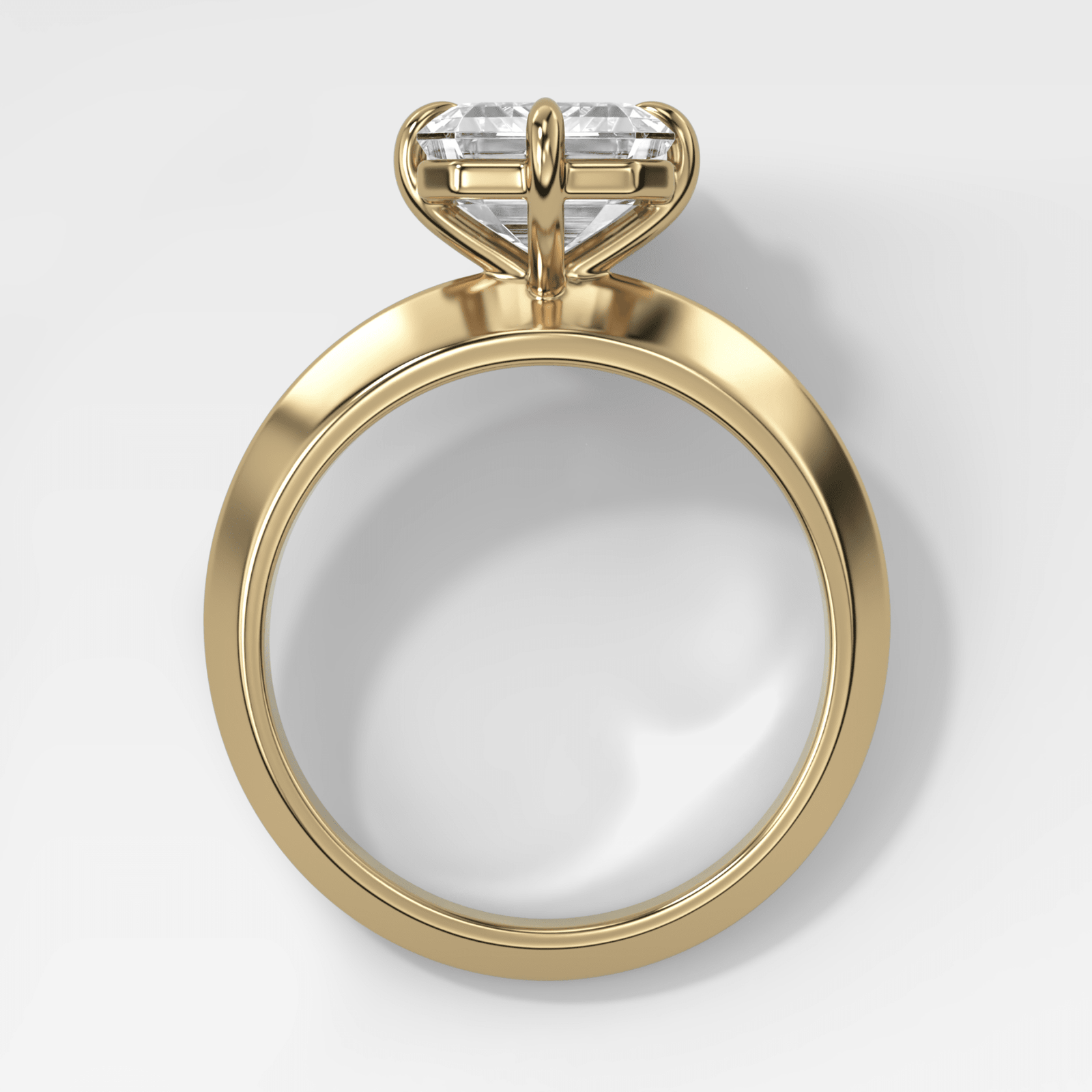 Compass Tapered Butter Knife Finest Solitaire Engagement Ring With an Emerald Cut Diamond - GOODSTONE