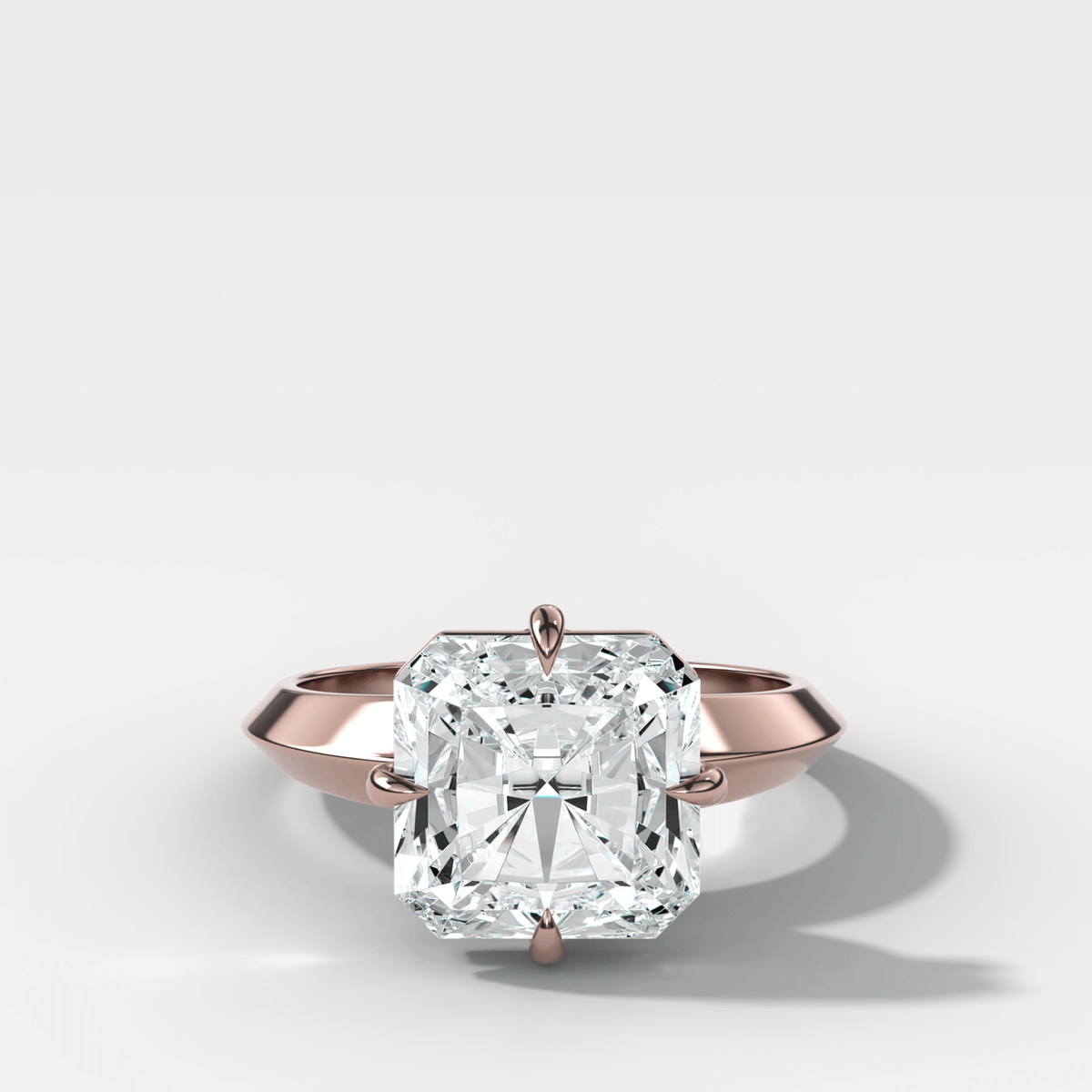 Compass Tapered Butter Knife Finest Solitaire Engagement Ring With an Square Radiant Cut Diamond - GOODSTONE