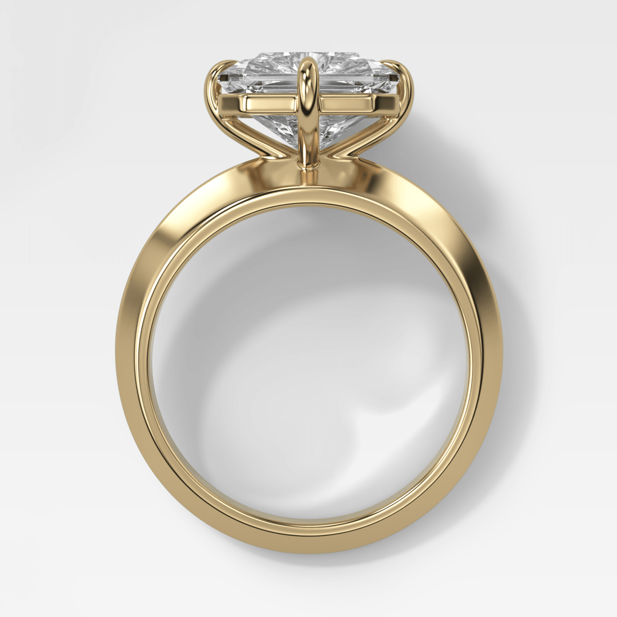 Compass Tapered Butter Knife Finest Solitaire Engagement Ring With an Square Radiant Cut Diamond - GOODSTONE