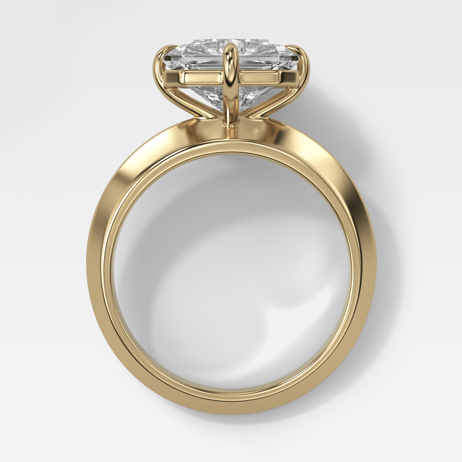 Compass Tapered Butter Knife Finest Solitaire Engagement Ring With an Square Radiant Cut Diamond - GOODSTONE