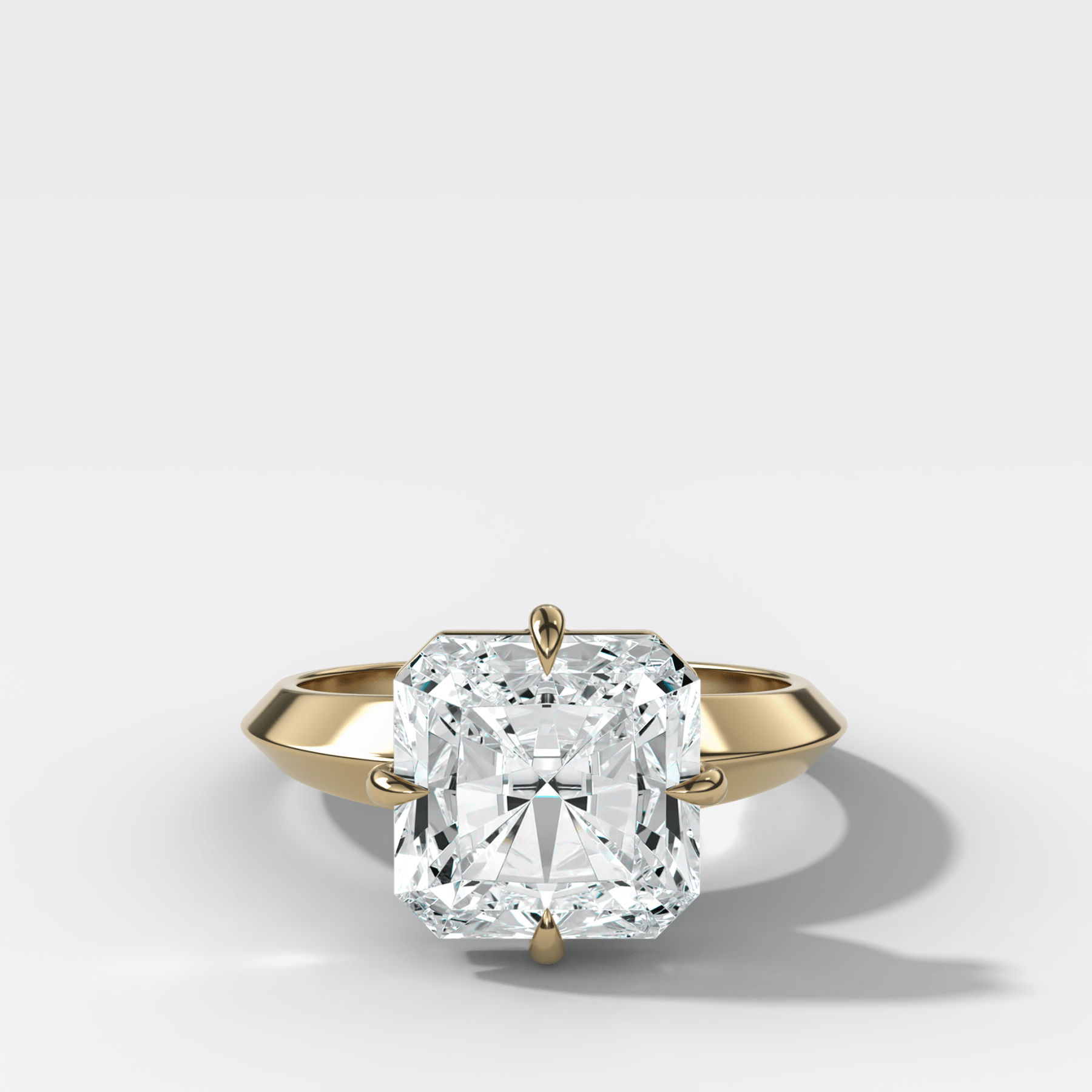 Compass Tapered Butter Knife Finest Solitaire Engagement Ring With an Square Radiant Cut Diamond - GOODSTONE